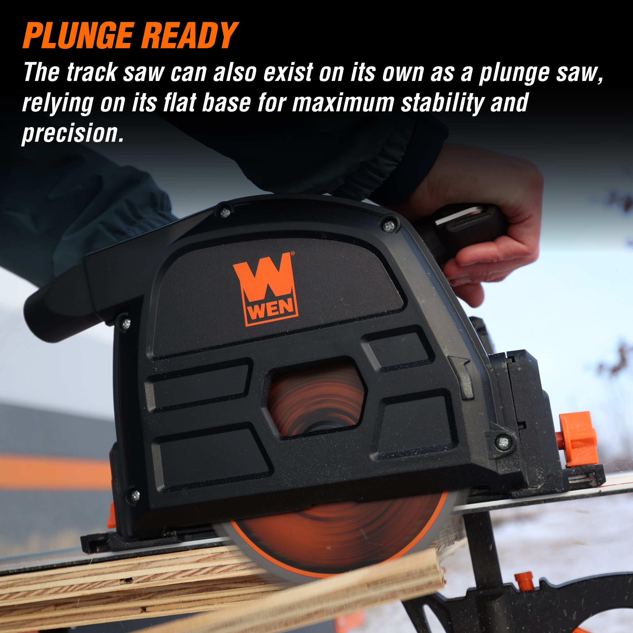 WEN 20V Max 6.5-Inch Cordless Brushless Plunge Cut Track Saw (Variable Speed, Tool Only) qrm2k