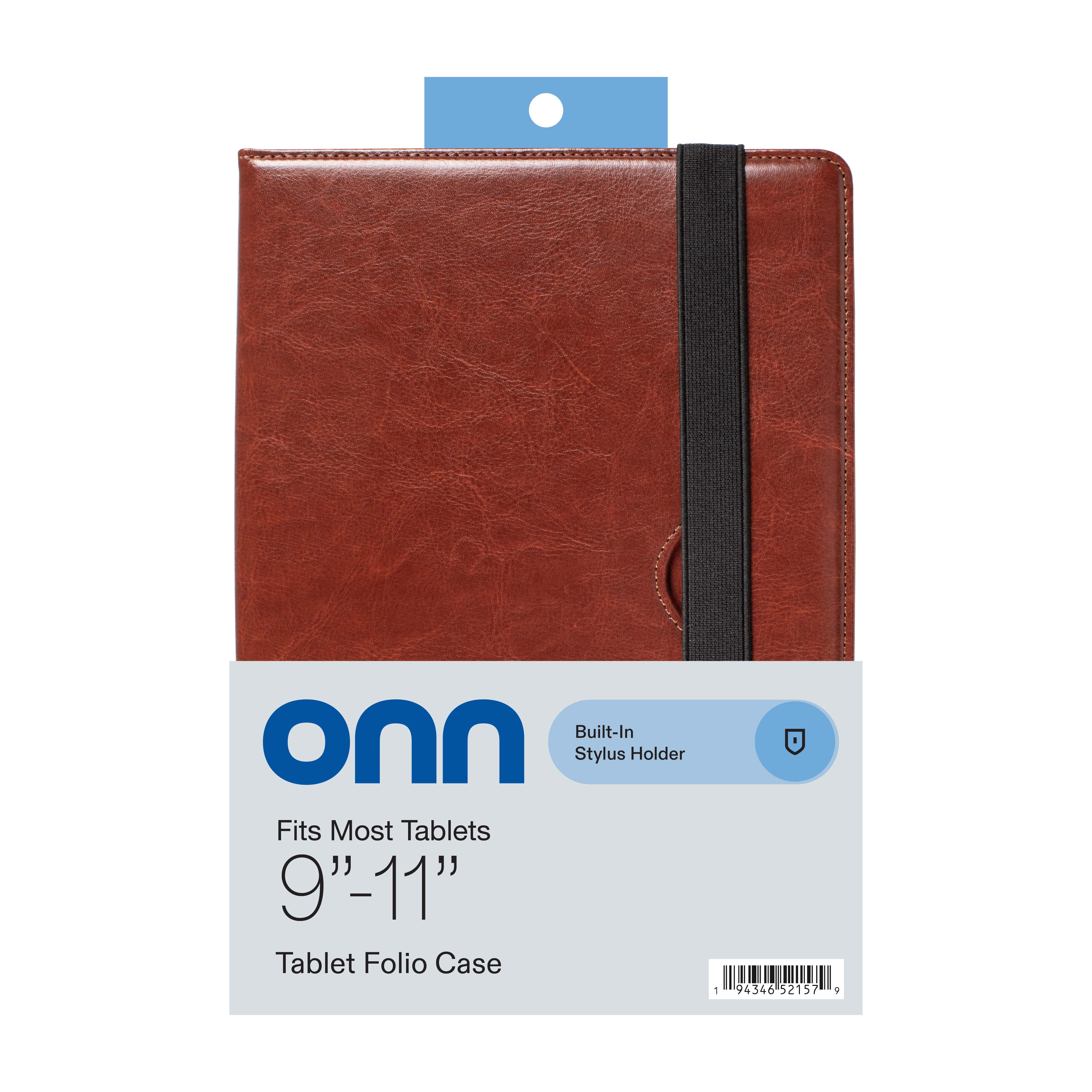 onn Universal Tablet Folio Case (Brown, 9-11 in) dz65j