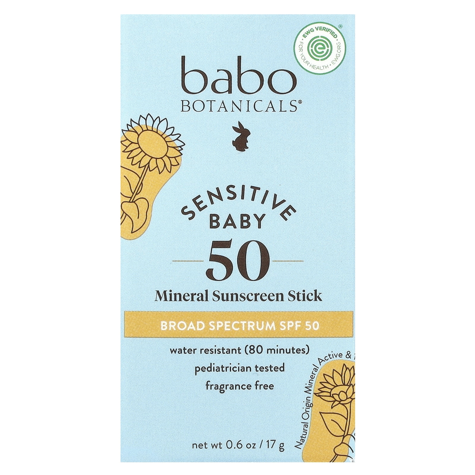 Babo Botanicals Baby Face Mineral Sunscreen SPF 50 (Clear, 0.6 oz) 7t698
