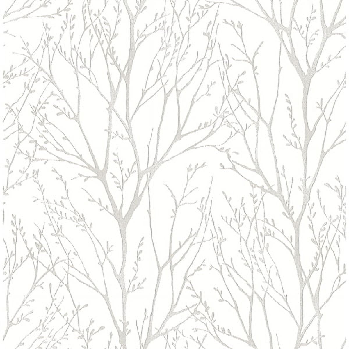 NuWallpaper Treetops Peel and Stick Wallpaper (White, 216-in x 20.5-in) x998f