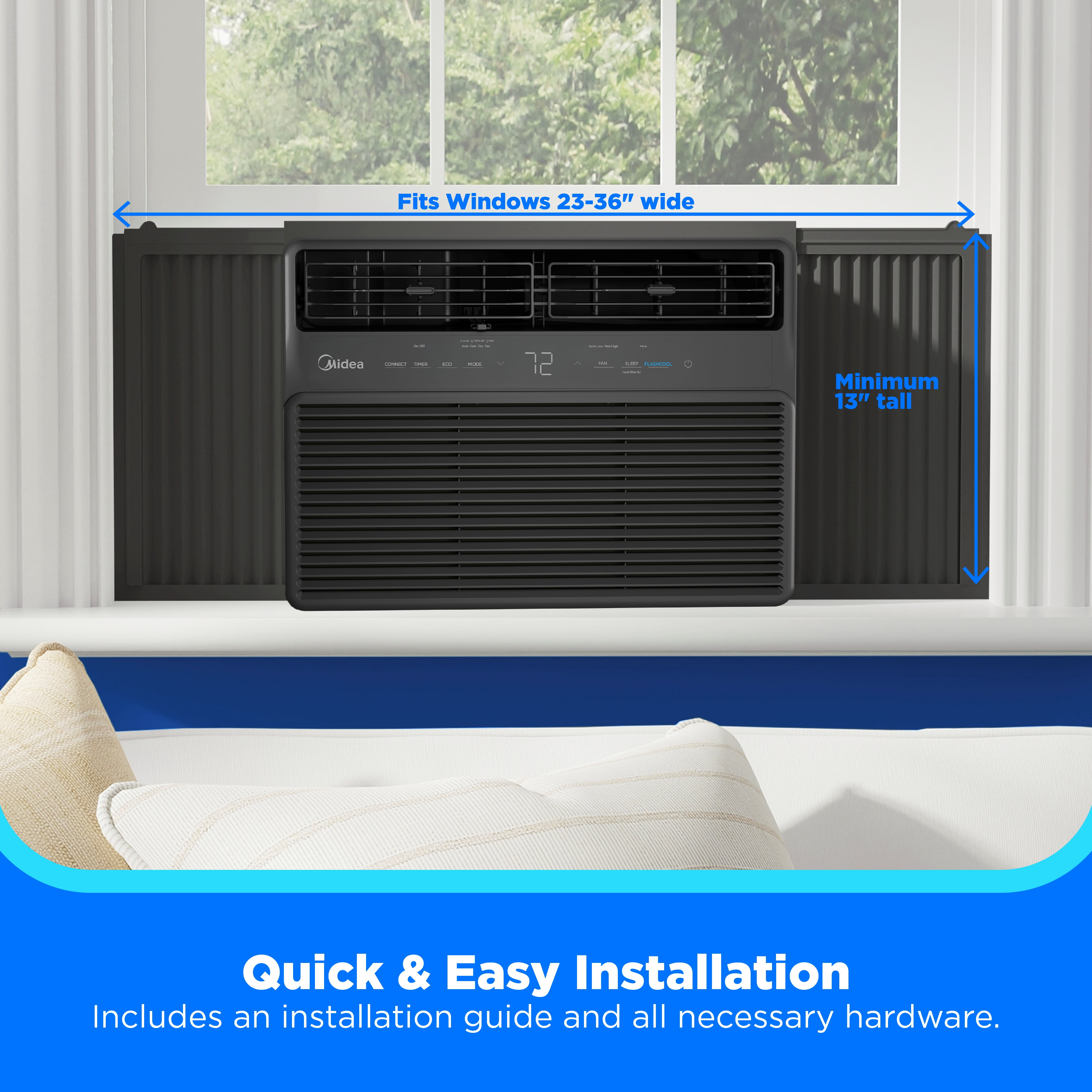Midea 12,000 BTU Smart Inverter Window Air Conditioner, Quiet Cooling for Rooms Up to 550 sq ft, Wi-Fi Enabled (Black, 51 lb) 517cf