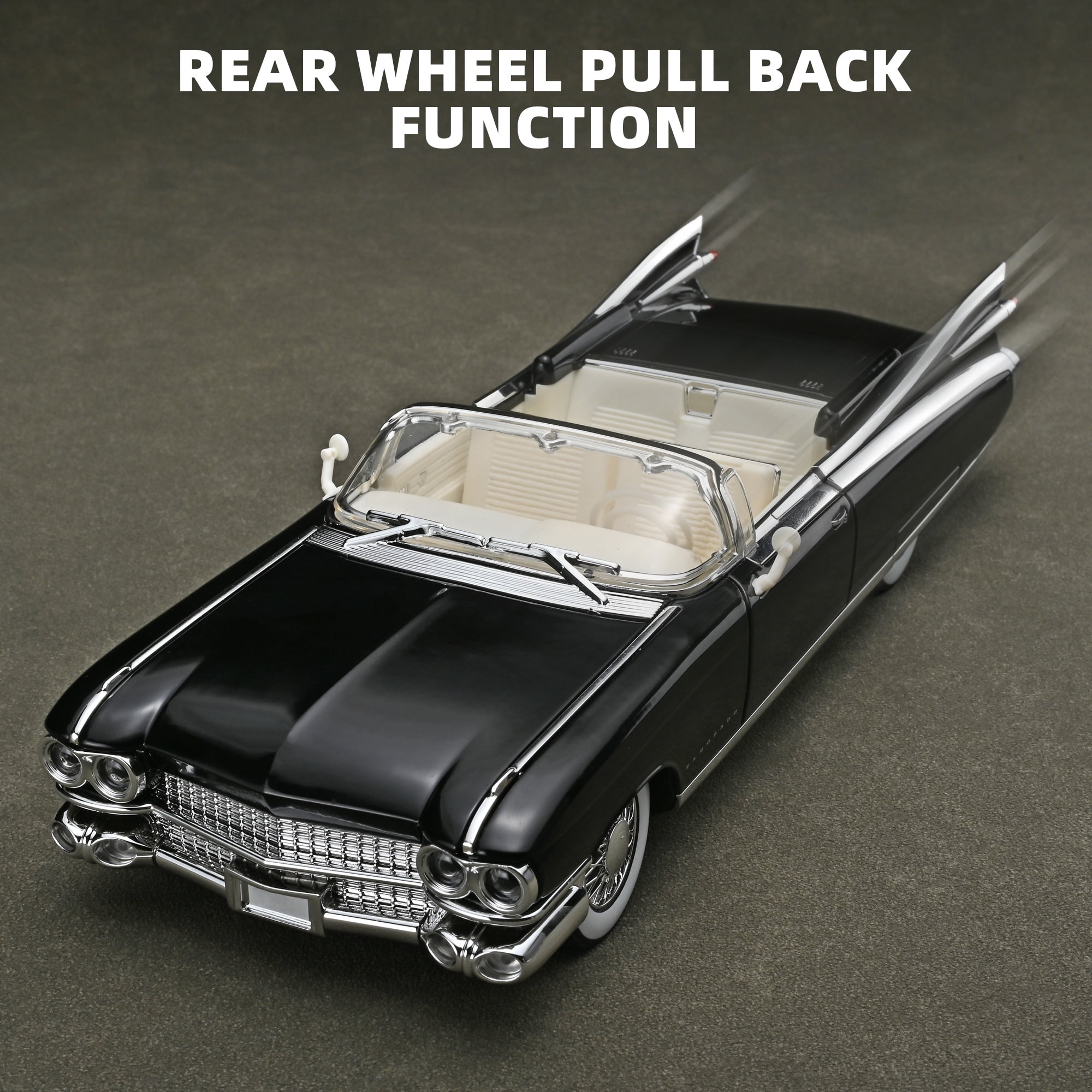 Anmyjuly 1/24 Scale Die-Cast Retro Sports Car Model with LED Lights and Sound Effects (Black, 9.37 in) 6c61d