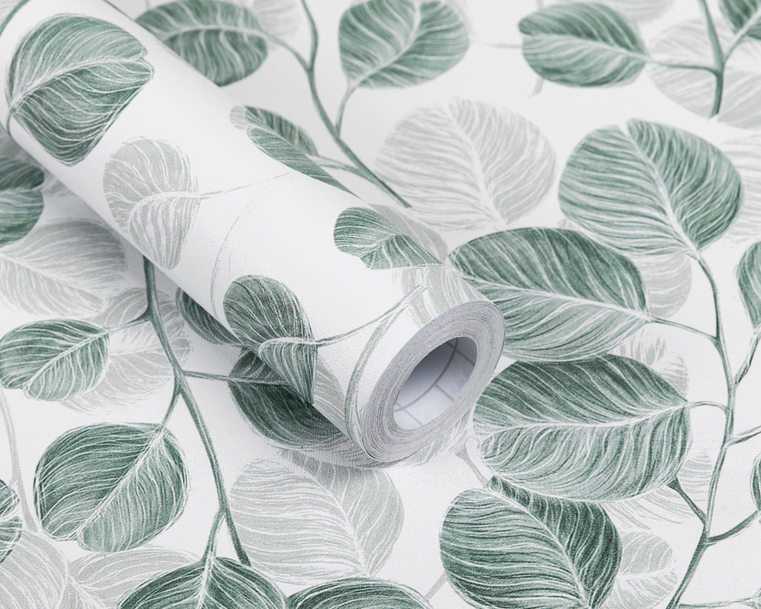Abyssaly Peel and Stick Wallpaper Floral Green Leaf Contact Paper (Green, 17.7 in x 118 in) 52i7s