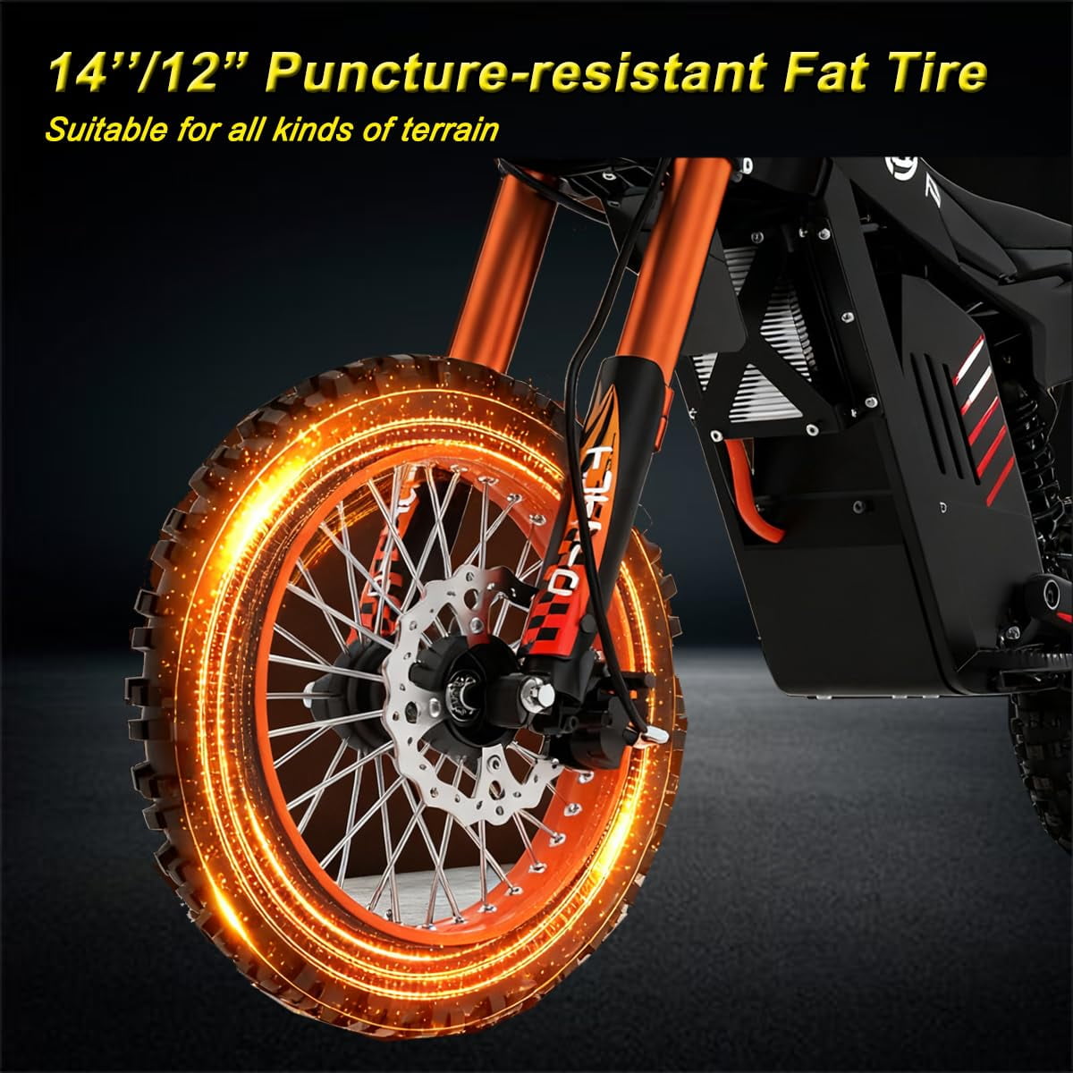 X-Pro Drax Sport Electric Dirt Bike 2700W High-Performance Off-Road E-Bike (Orange, 14 in/12 in Wheels) y0v1g