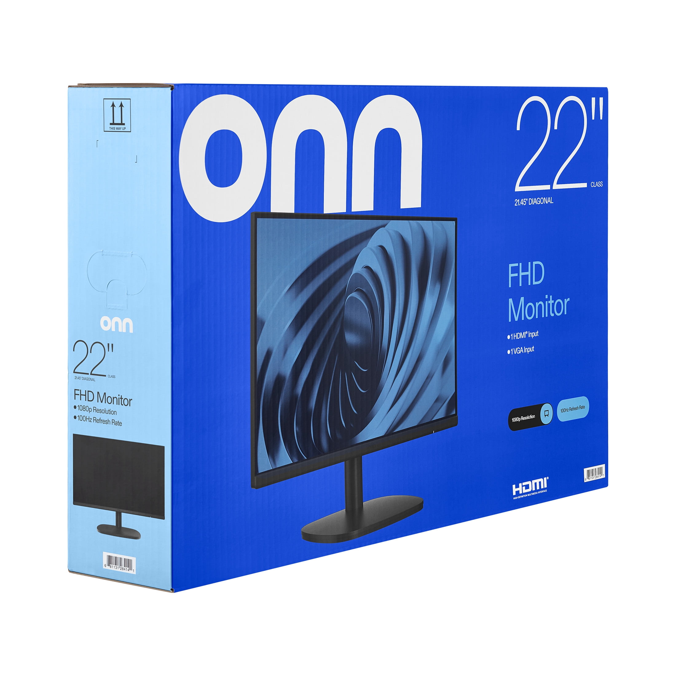 onn 22-inch FHD 1080p Office Monitor with 100Hz Refresh Rate and Adjustable Stand (Black, 22 in) y675m