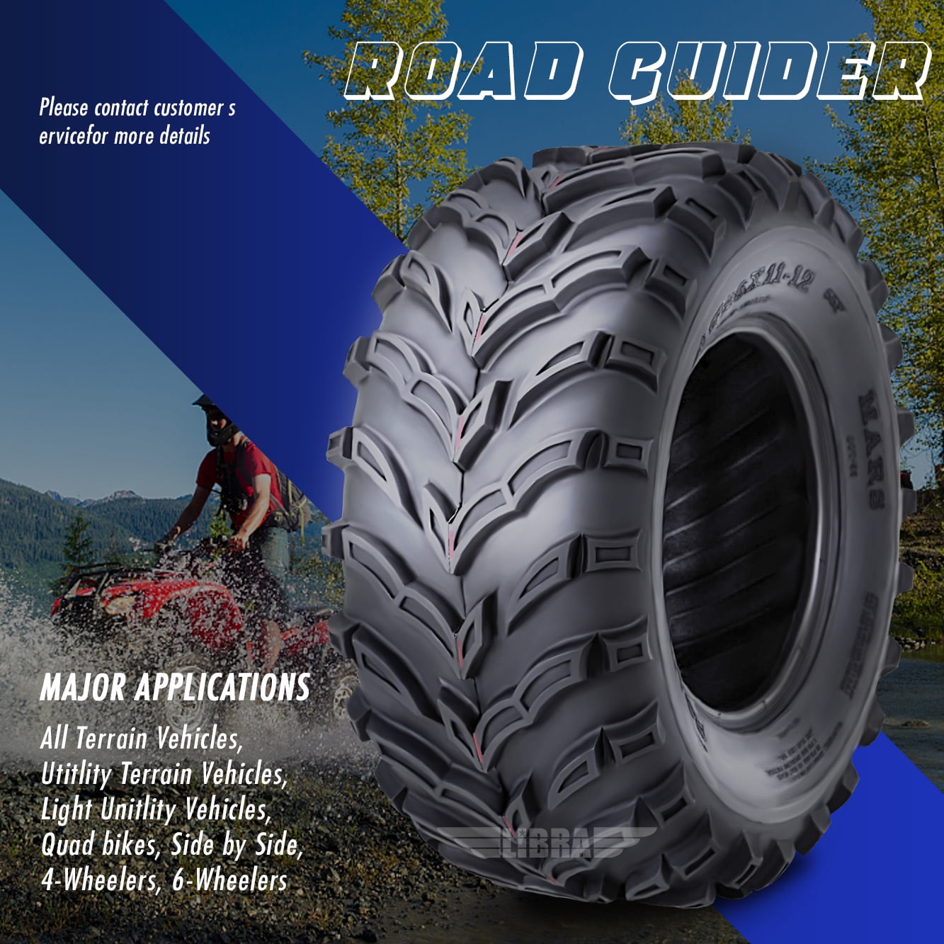 Roadguider ATV UTV Tires Set of 4 (26x9-12 Front, 26x11-12 Rear, 6-Ply Rated) 7i0mh