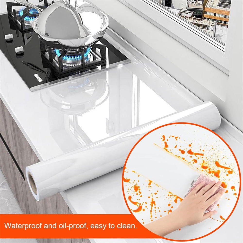 NOGIS Clear Wall Protector Contact Paper, Self-Adhesive Oil-Proof Film for Kitchen Cabinets and Furniture (Clear, 23.6 in x 78.7 in) 5ppqu