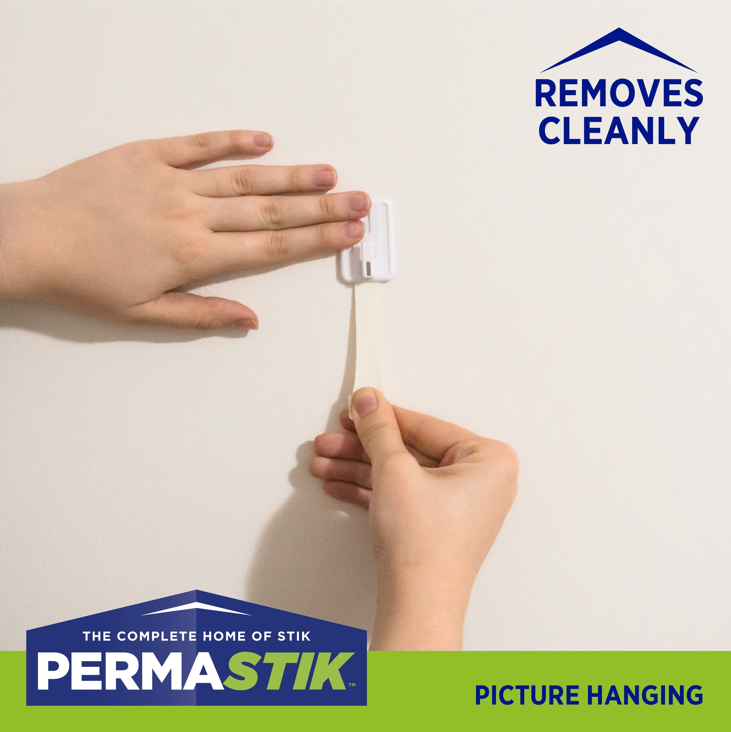 Permastik Small Adhesive Picture Hooks, Rental Safe Wall Hangers (White, 9 Pack) 9uy8p