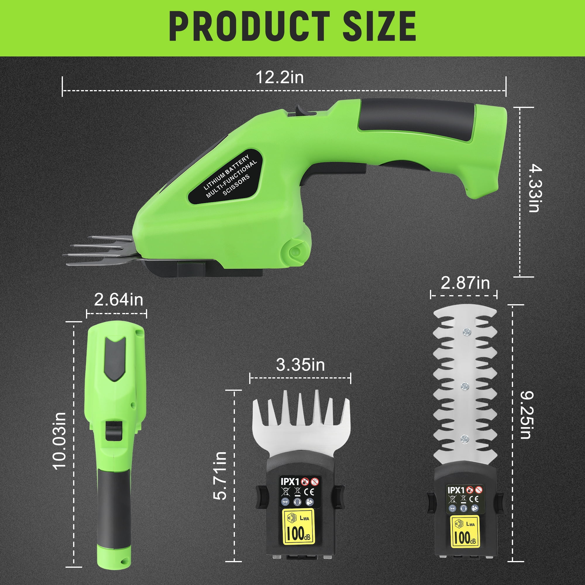 RELOIVE 2-in-1 Cordless Hedge Trimmer and Grass Shear (Green, 2.25 lb) 2umw3