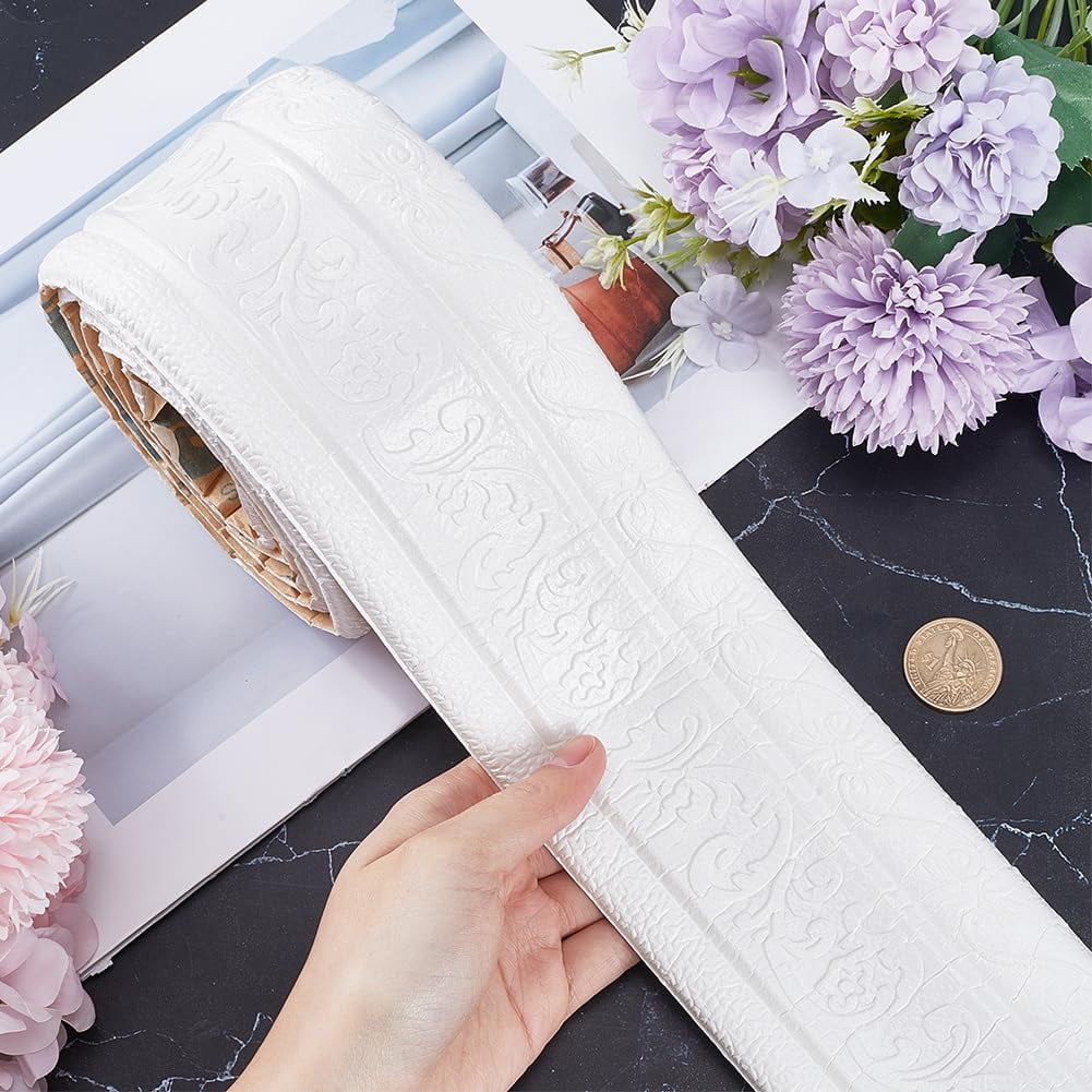 Generic Crown Molding Peel and Stick Flexible Foam Trim 3D Decorative Wall Border (White, 88.6 in x 3.14 in) fhhul