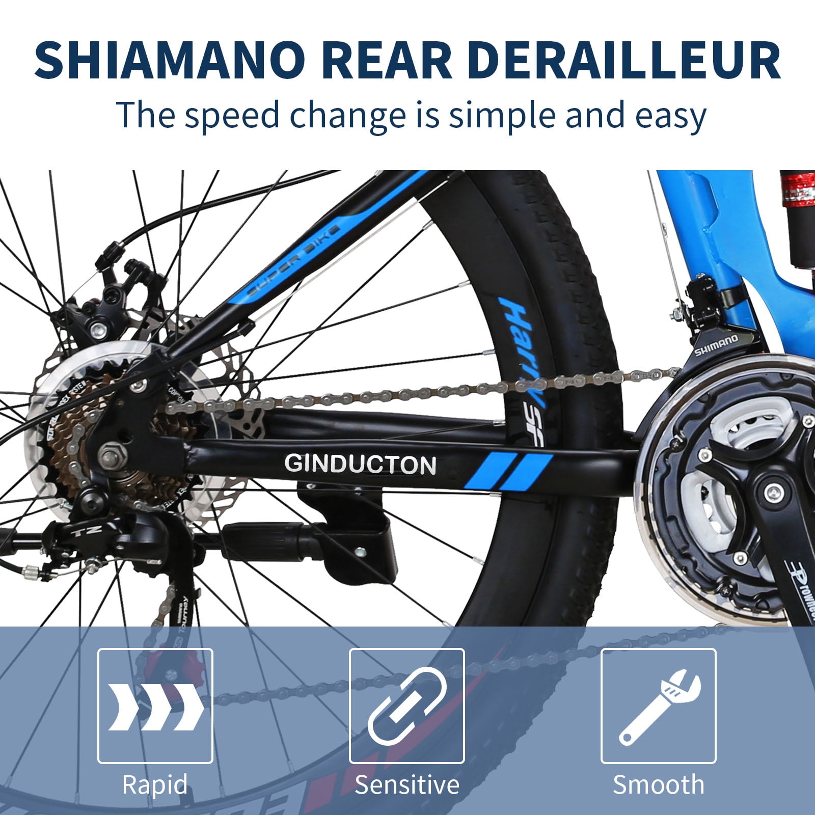 Eurobike 26 in Full Suspension Folding Mountain Bike, 21-Speed, 17 in Foldable Frame (Blue) 0rzmh