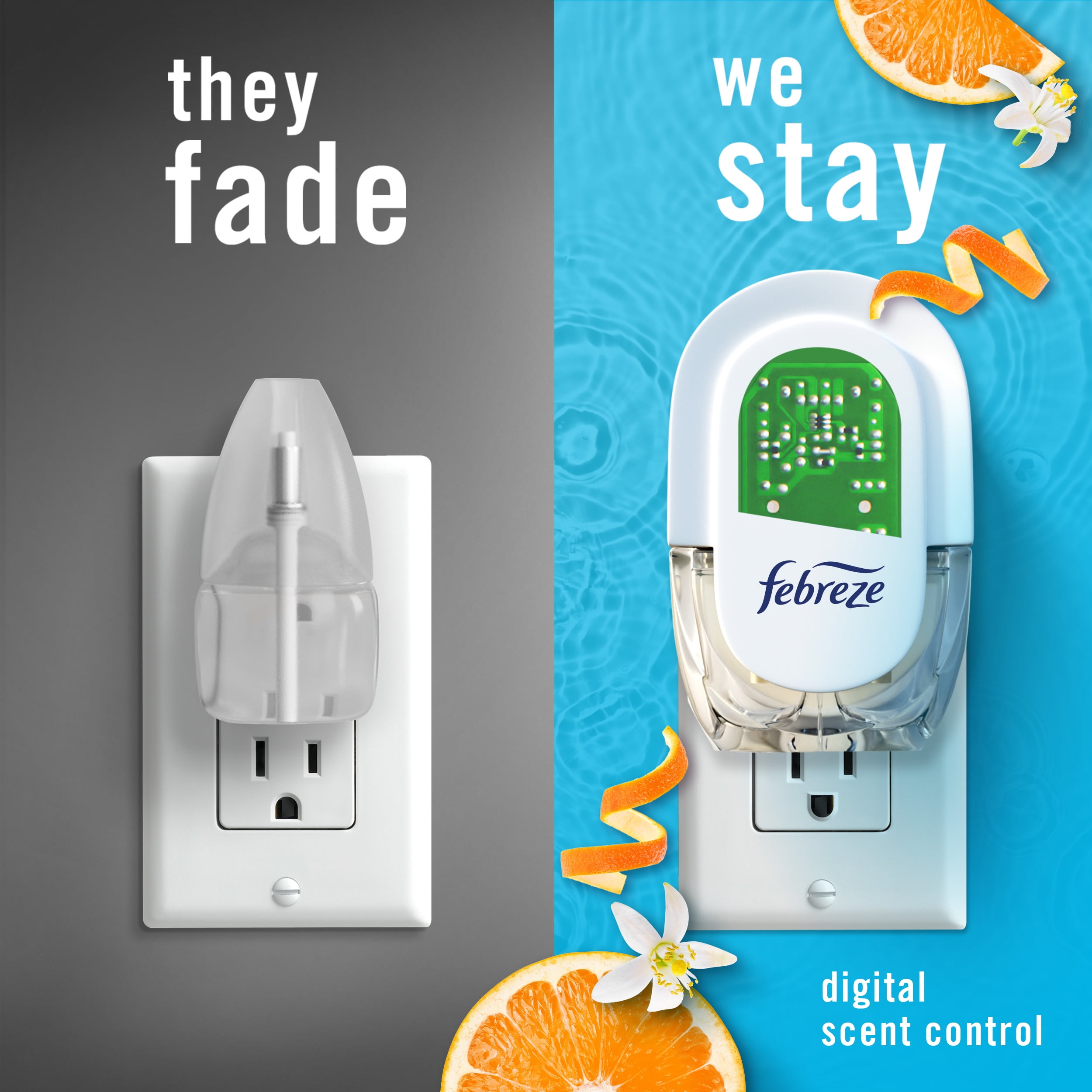 Febreze Fade Defy Plug In Air Freshener Refill, Odor-Fighting Scented Oil, Refresh & Energize (2 Count, 1.74 fl oz) qh2no