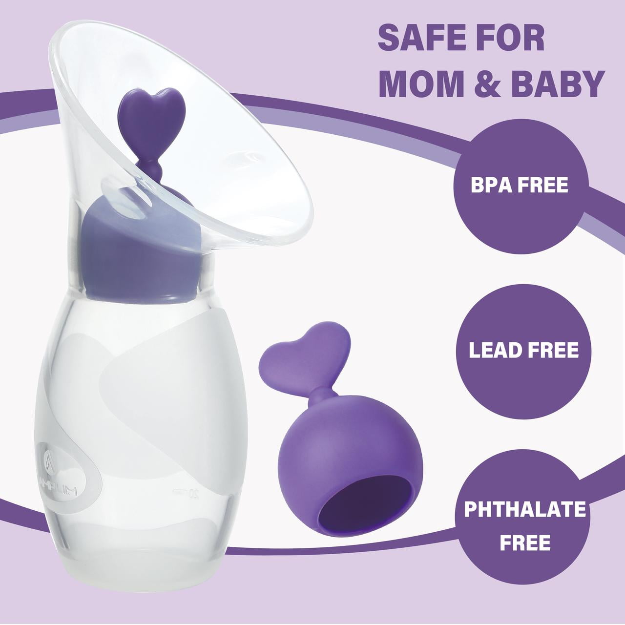 Amplim Manual Silicone Breast Pump, Portable Hand-Operated Milk Collector (Clear, 4 oz) xfqg9