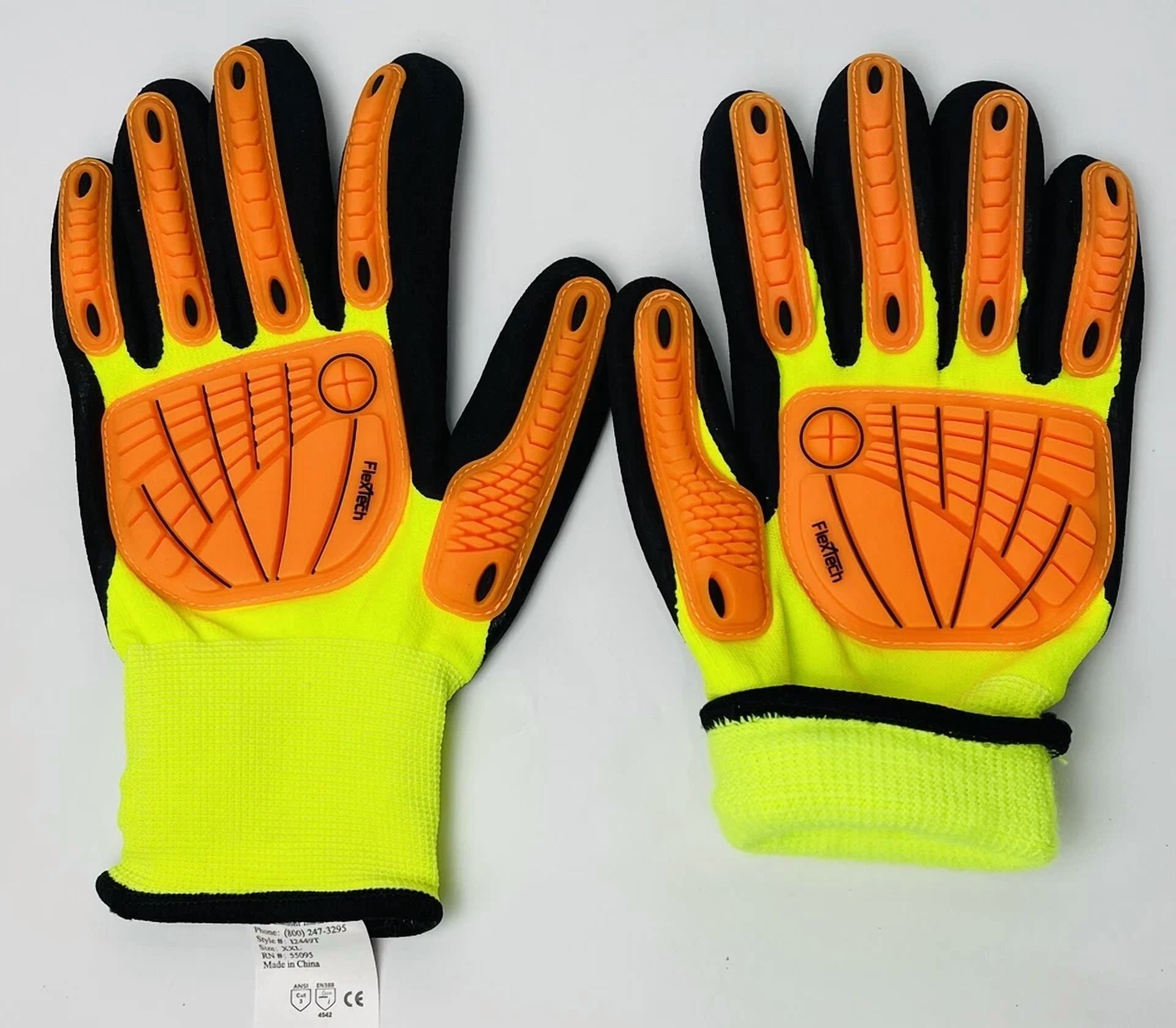 BRICK Flextech Thermal Work Gloves Impact and Cut Resistant Fleece Lined Hi-Viz (XXL) fe03v