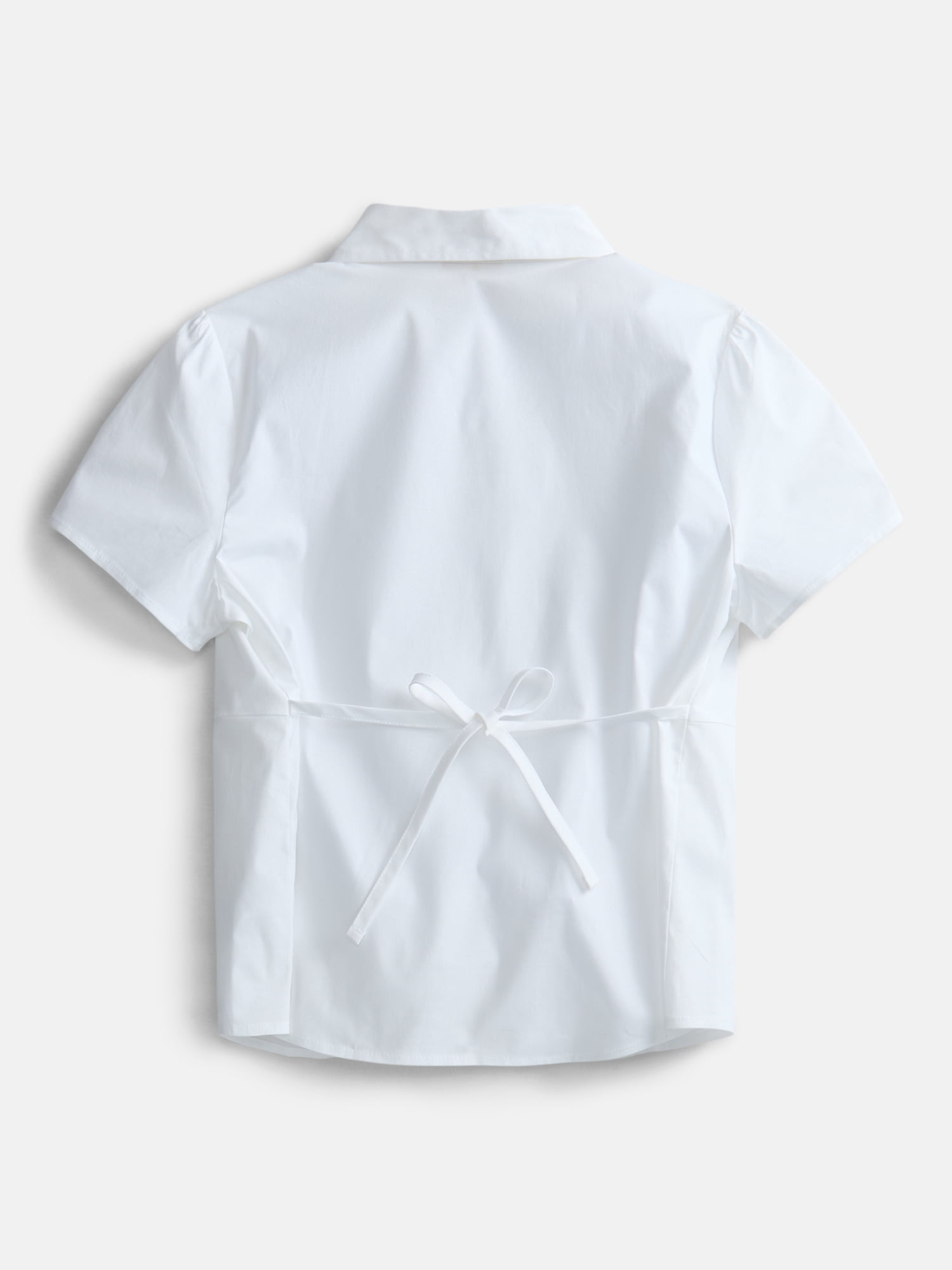 Weekend Academy Girls Button Front Shirt, Short Sleeve Relaxed Fit (White, S) pv3cm - Image 2