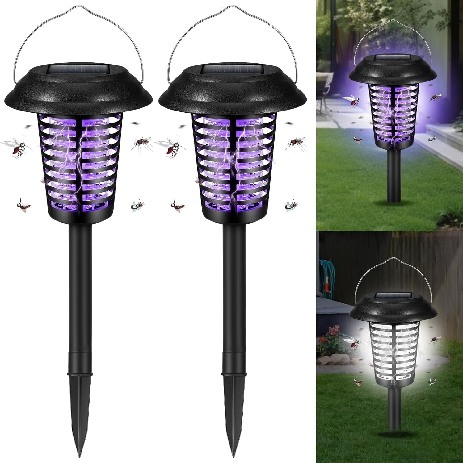 Jinyi Solar Bug Zapper Outdoor Mosquito Killer Lamp (2-Pack, White/Purple Light) gq762