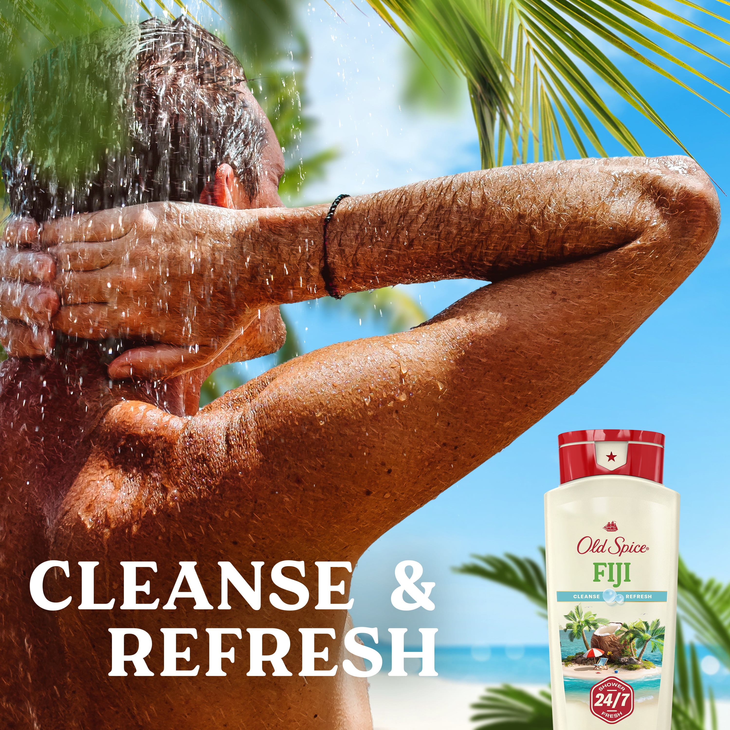 Old Spice Fiji Body Wash for Men, Long-Lasting Scent with Coconut and Lavender (18 fl oz) 3lxiv