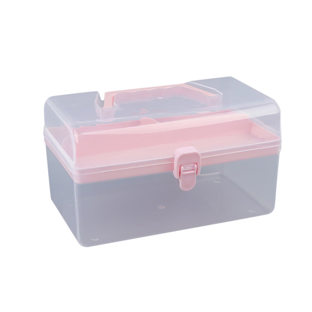Fdelink Plastic Storage Container with Carrying Handles (Pink, 8.7 x 4.7 x 4.7 in) o4wrd