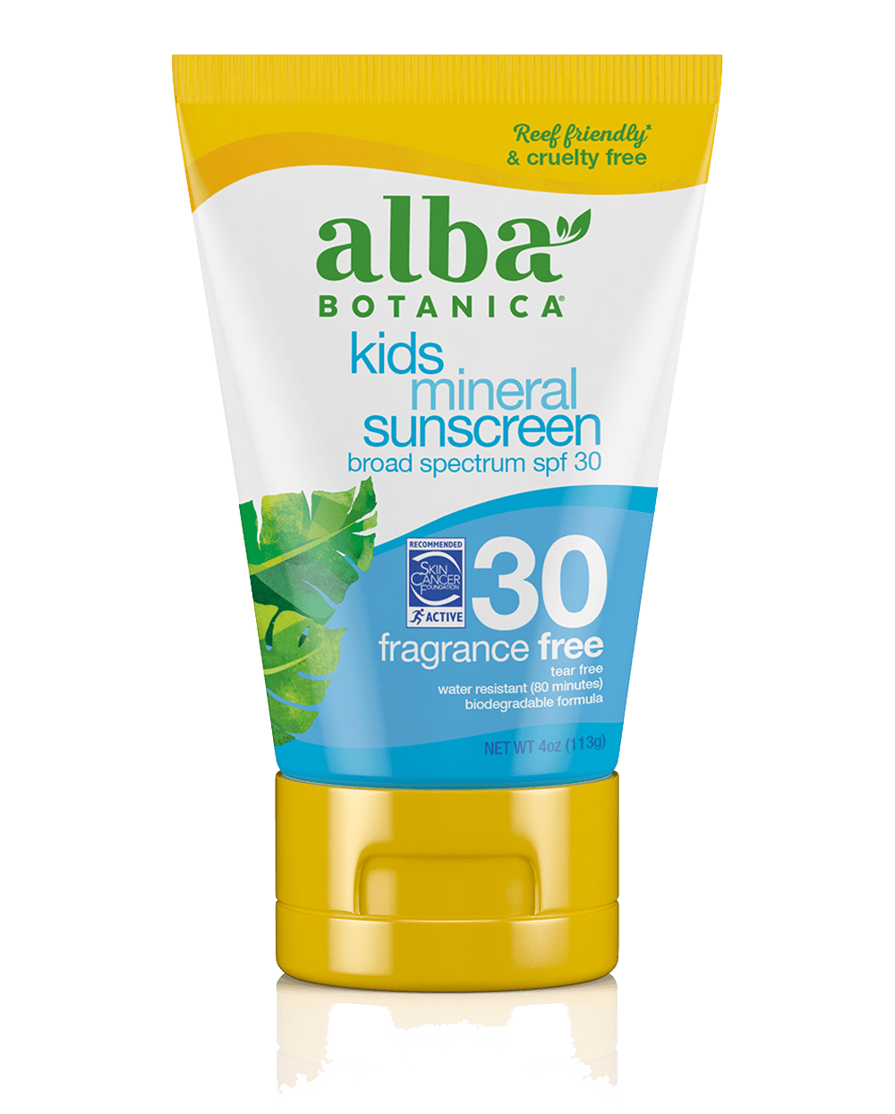 Alba Botanica Kids Mineral Sunscreen Lotion SPF 30, Broad Spectrum Protection, Fragrance Free (4 oz) 9ie5q