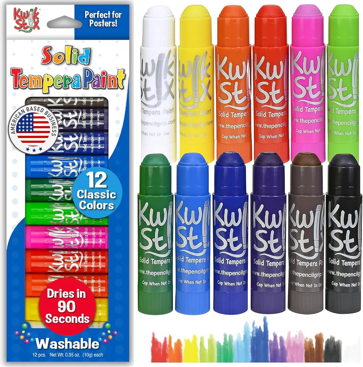 The Pencil Grip Kwik Stix Tempera Paint Sticks (Classic Colors, 12 Count) ns9l7