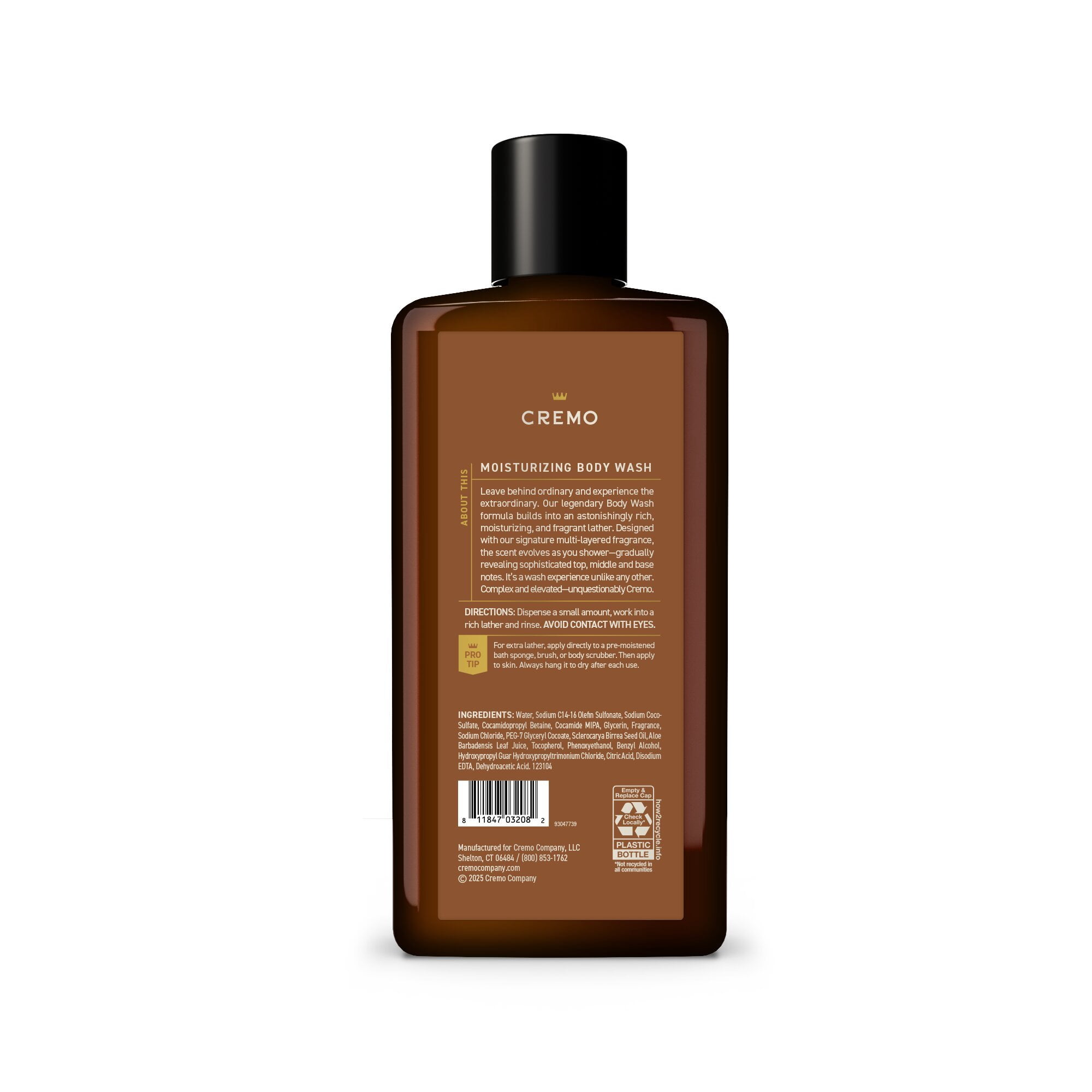 Cremo Men's Body Wash, Bourbon Vanilla, Moisturizing Formula (16 fl oz) l5t2j