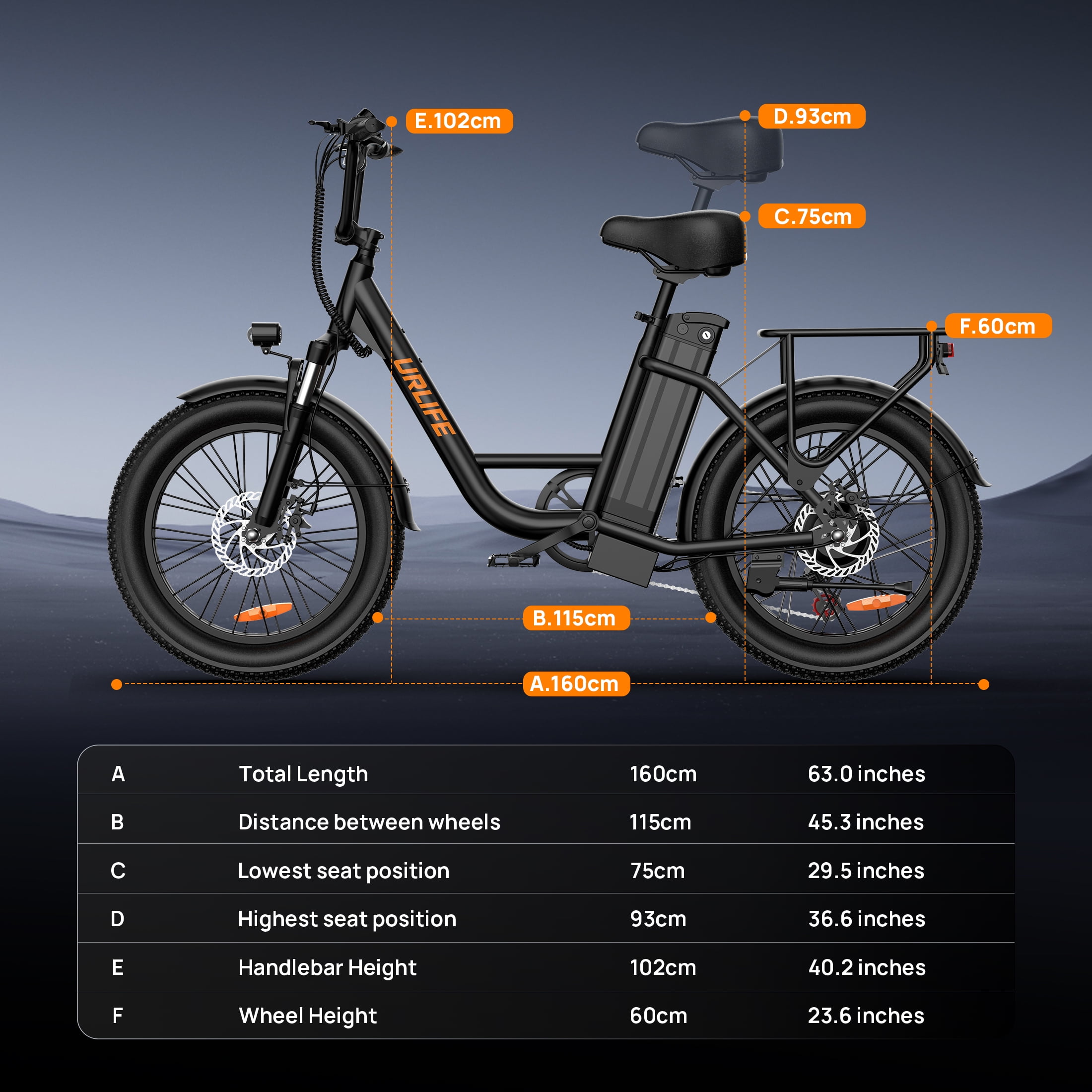 UrLife 3.0 Fat Tire Electric Bike, 750W Motor, 48V 13AH Battery, 7-Speed Commuter E-Bike (Black, 20 in) jru3m