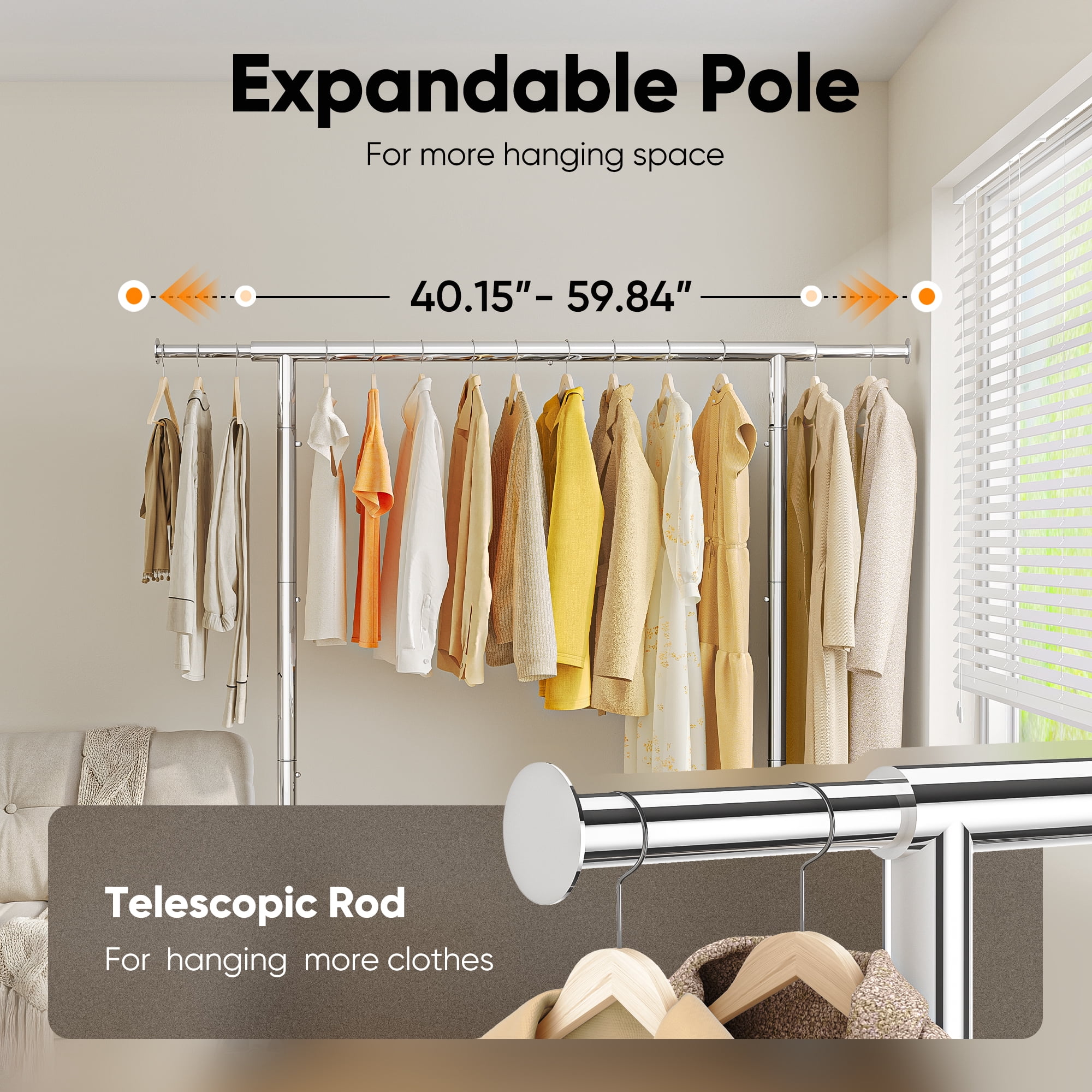 HOKEEPER Heavy Duty Rolling Garment Rack with Shelves, Commercial Grade Steel Clothes Organizer (Silver, 300 lb Capacity) 00wez