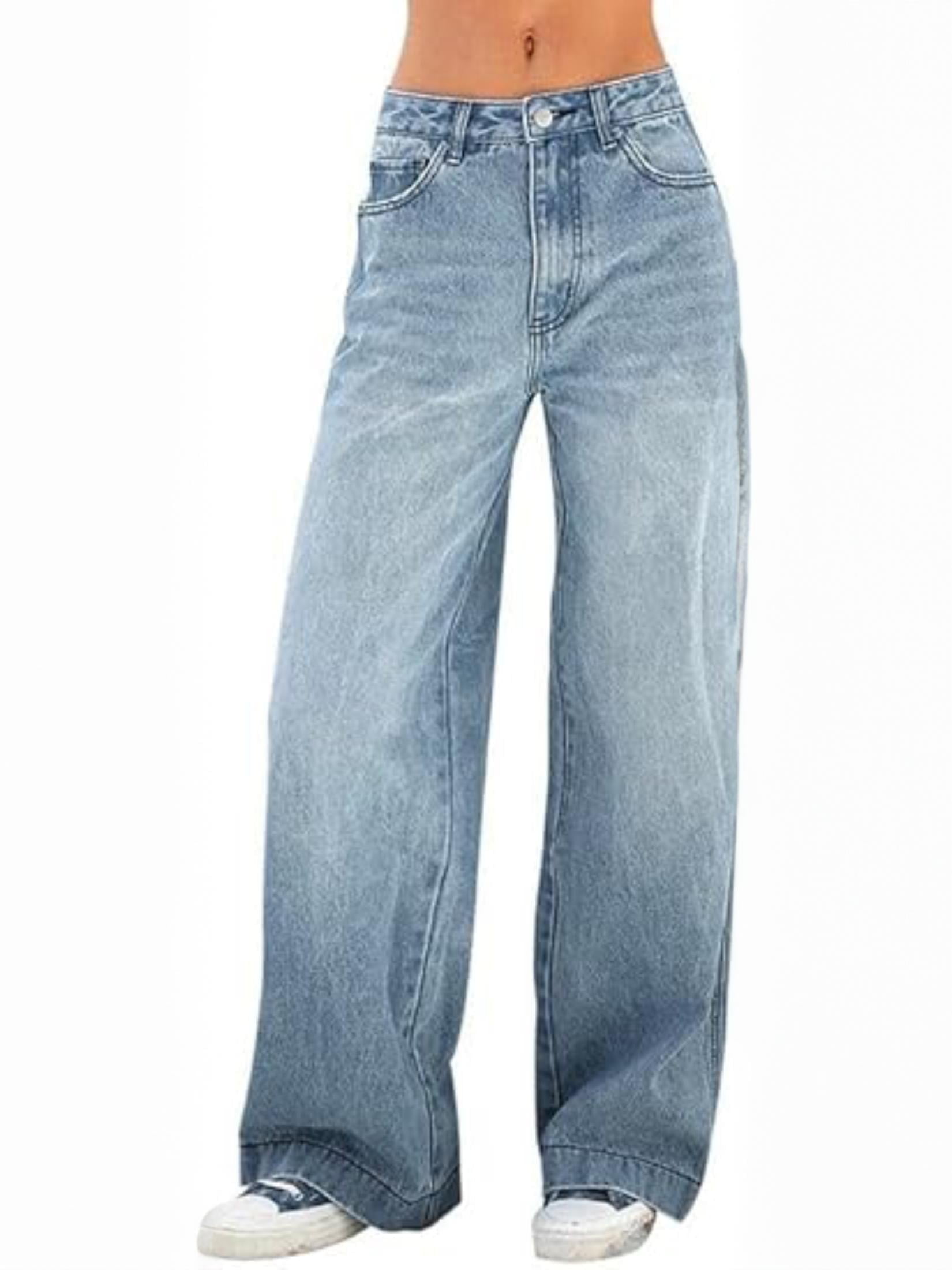 EMMIOL Women's Vintage Y2K Wide Leg Jeans (Blue, Large) 8fhcq