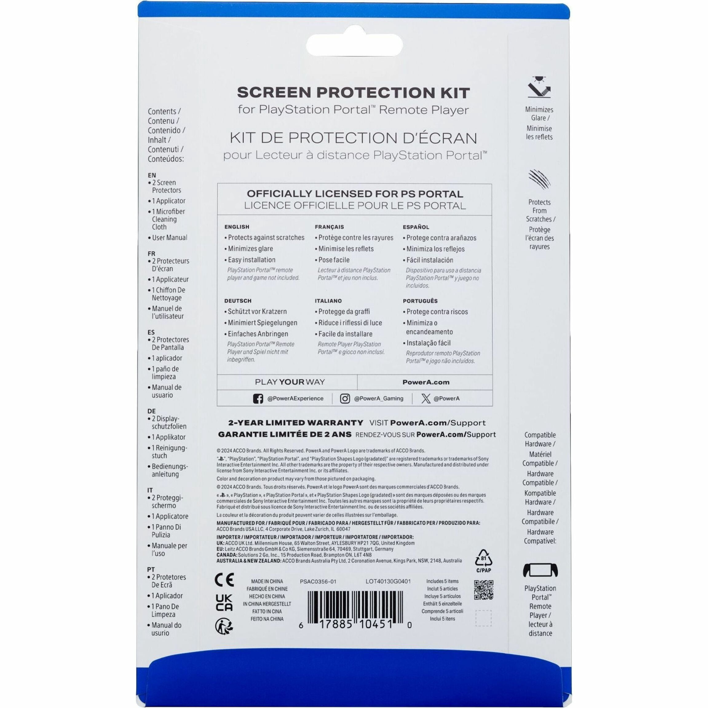 PowerA Screen Protection Kit for PlayStation Portal Remote Player (Clear, 1 Pack) qshzh
