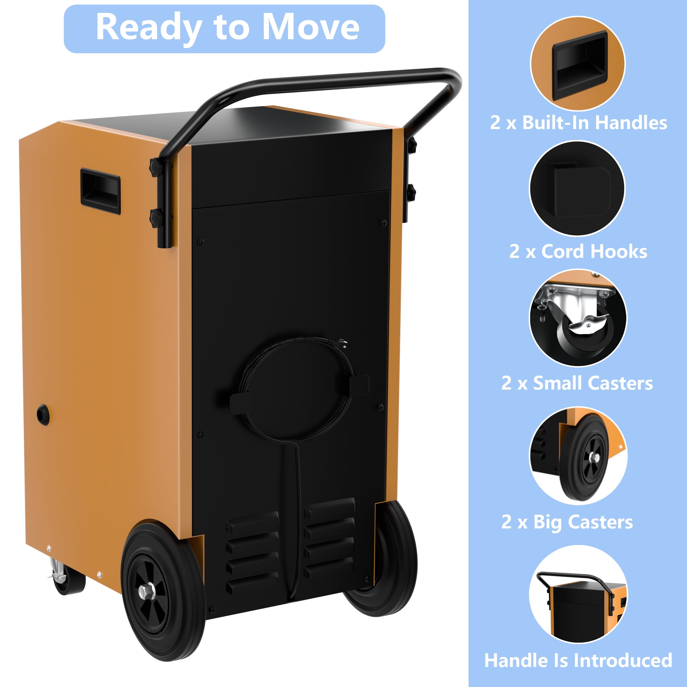 SAHAUHY Commercial Dehumidifier with Built-in Pump and Drain Hose for Large Spaces (168 Pints, 7,200 Sq Ft) o0r39
