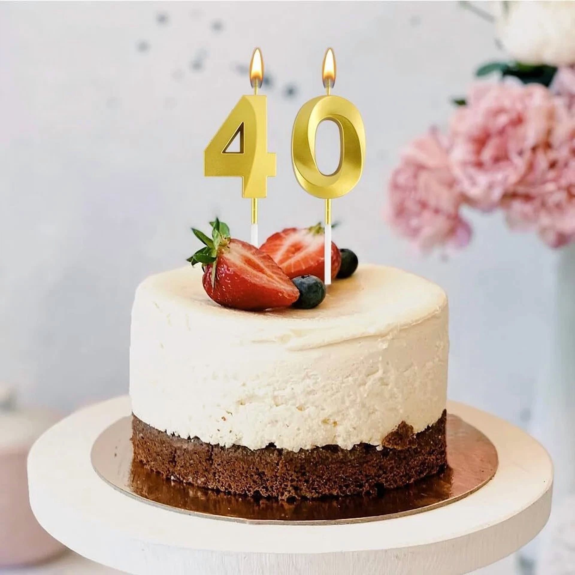 VAULT 40th Birthday Party Decoration Candle (Gold, 1 Pack) gan0c