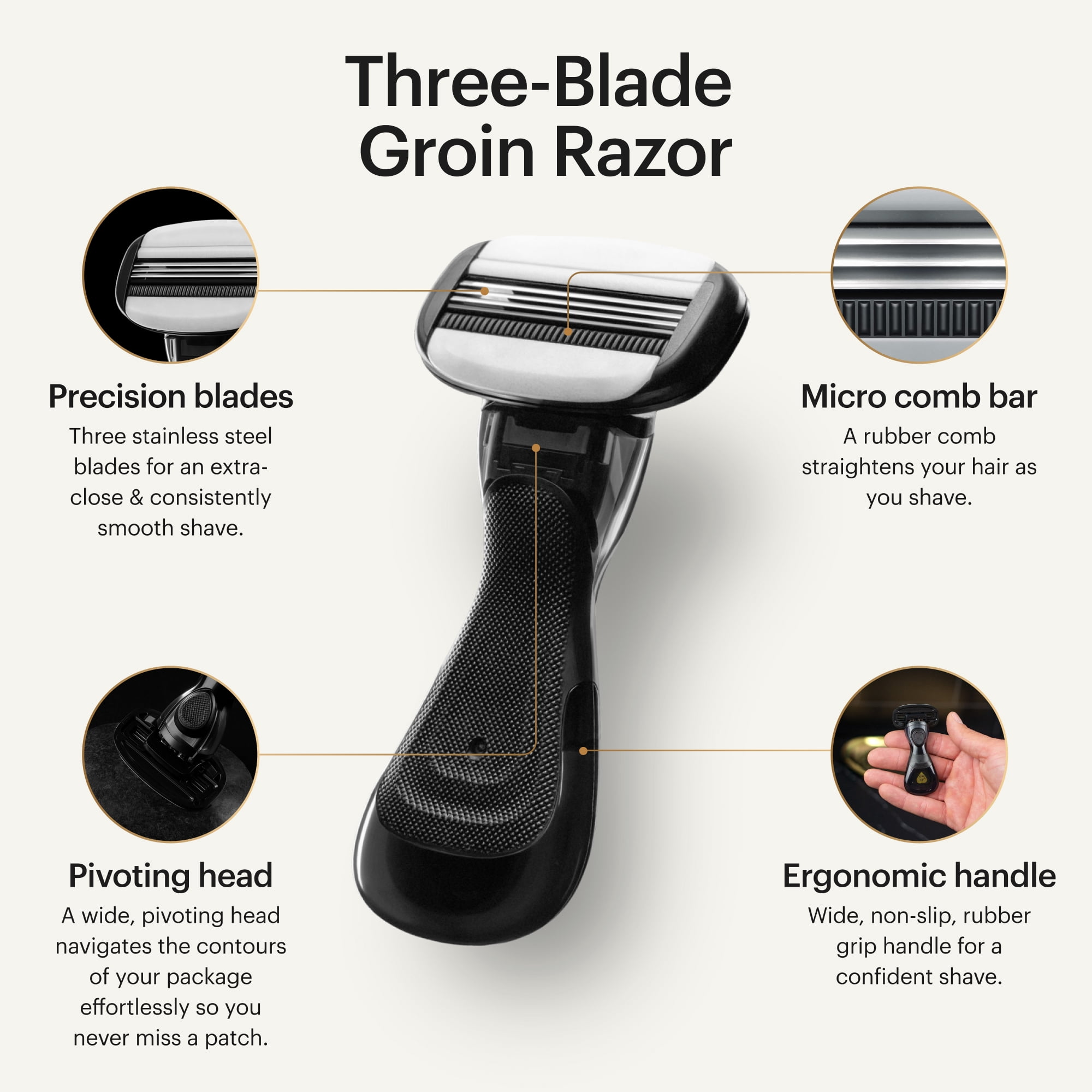 MANSCAPED The Ultra Smooth Package, Male Groin Shaving Grooming Kit (Black, 1 Pack) 82s6f