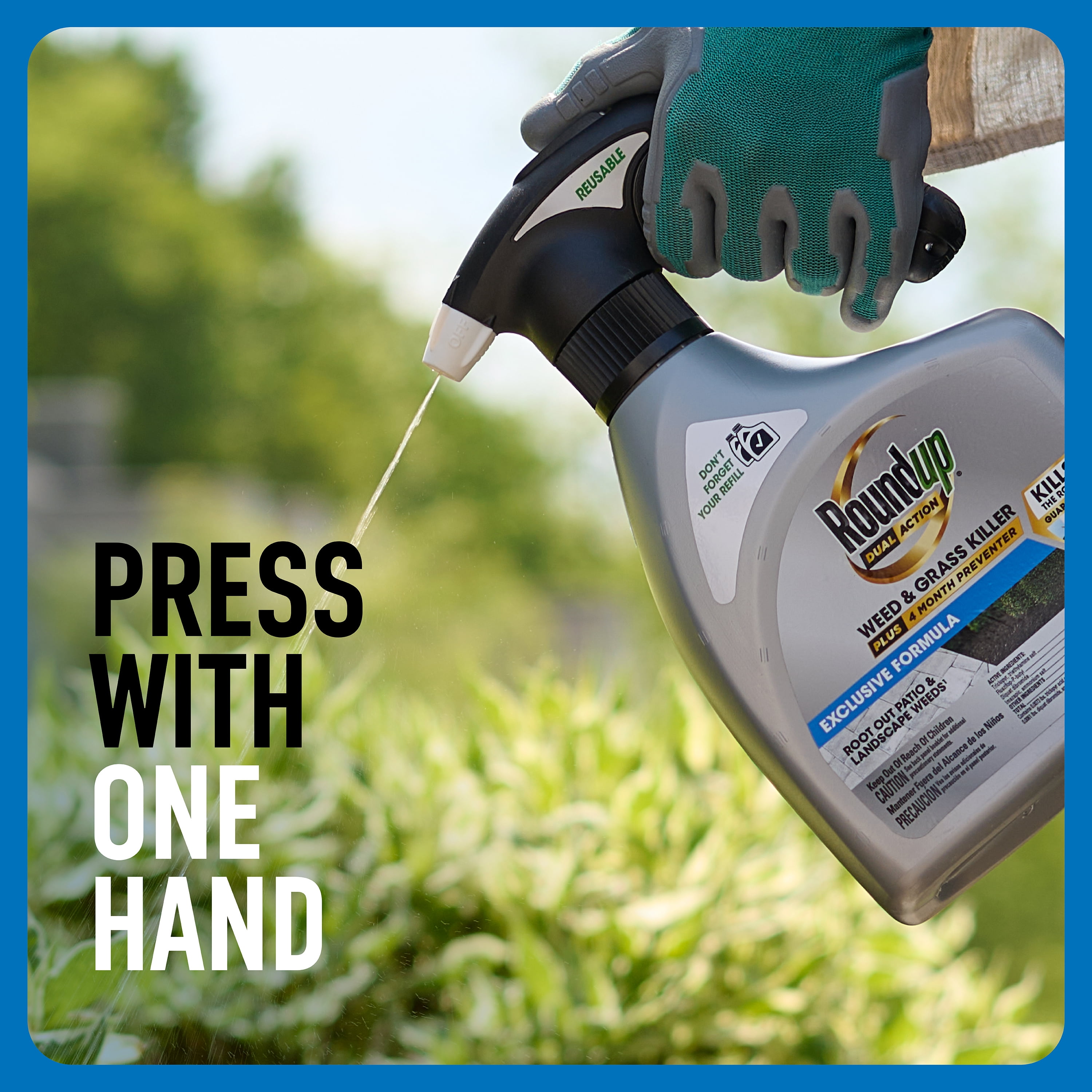 Roundup Dual Action Weed and Grass Killer Plus 4 Month Preventer with QuickHand Sprayer (50.7 fl oz) yrxaq