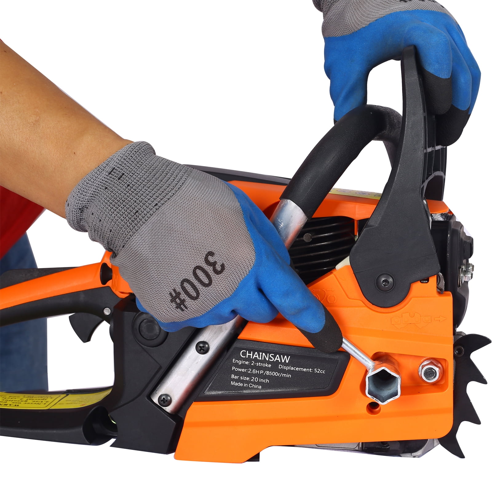 Seizeen Gas Chainsaw, 52cc 2.6HP Gasoline Powered Tree Pruning Saw with 20 in Bar (Orange, 20 in) 29wqt