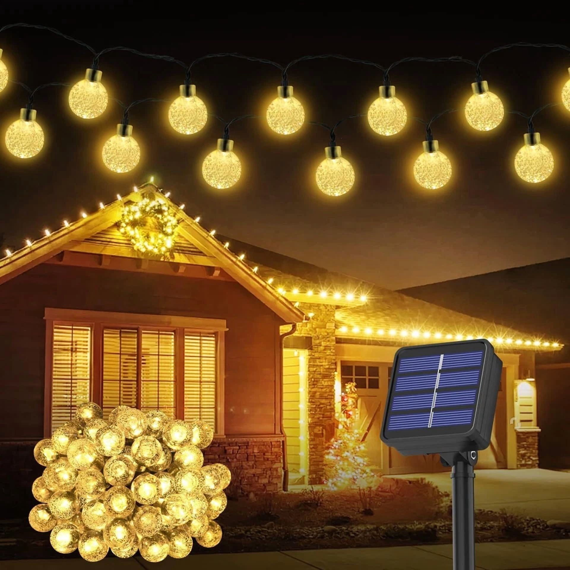 Purely Elizabeth Solar LED String Lights, Outdoor Retro Ball Fairy Lights for Garden and Patio Decor (Warm White, 23 ft) ycs0x