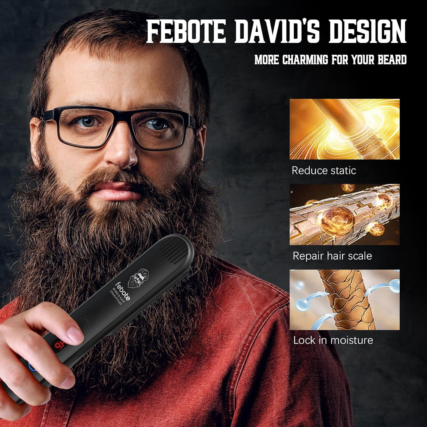 Aokur Beard Straightener Kit for Men, Heated Grooming Set with Anti-Scald Design (Blue, 5-Piece Set) uvt4c