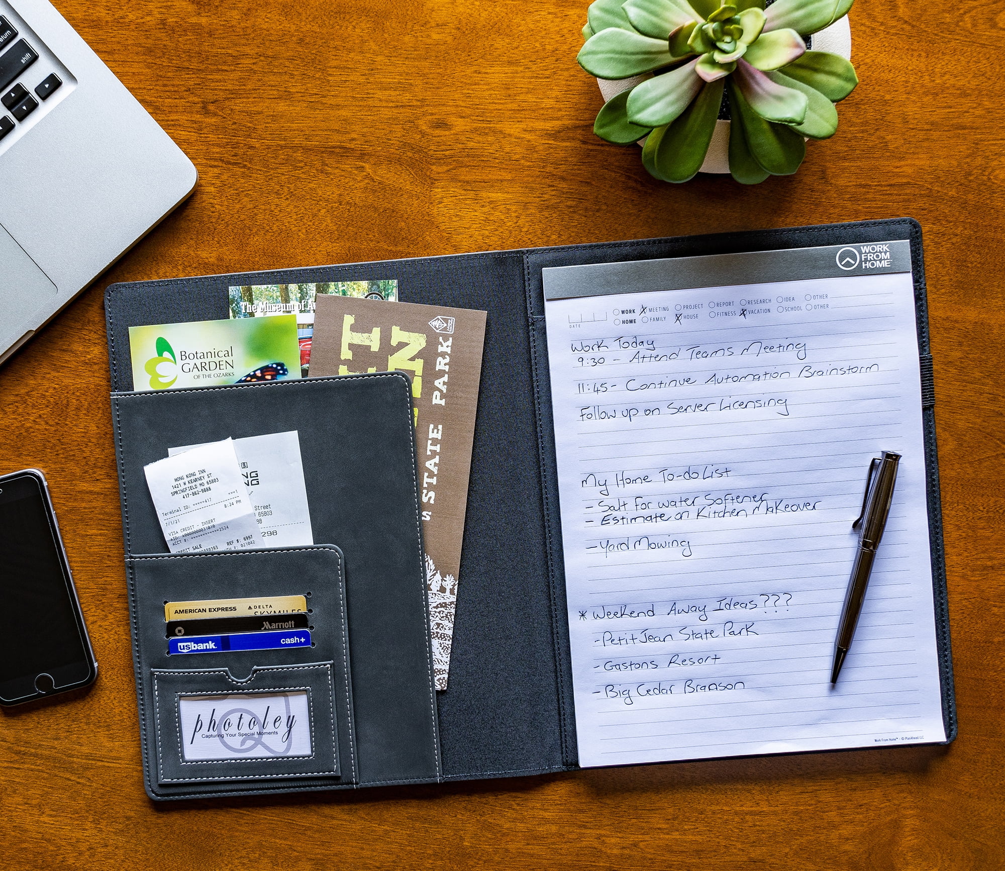Work From Home Professional Padfolio with Writing Notebook (Black, 9.75 in x 12.25 in) 05uoe