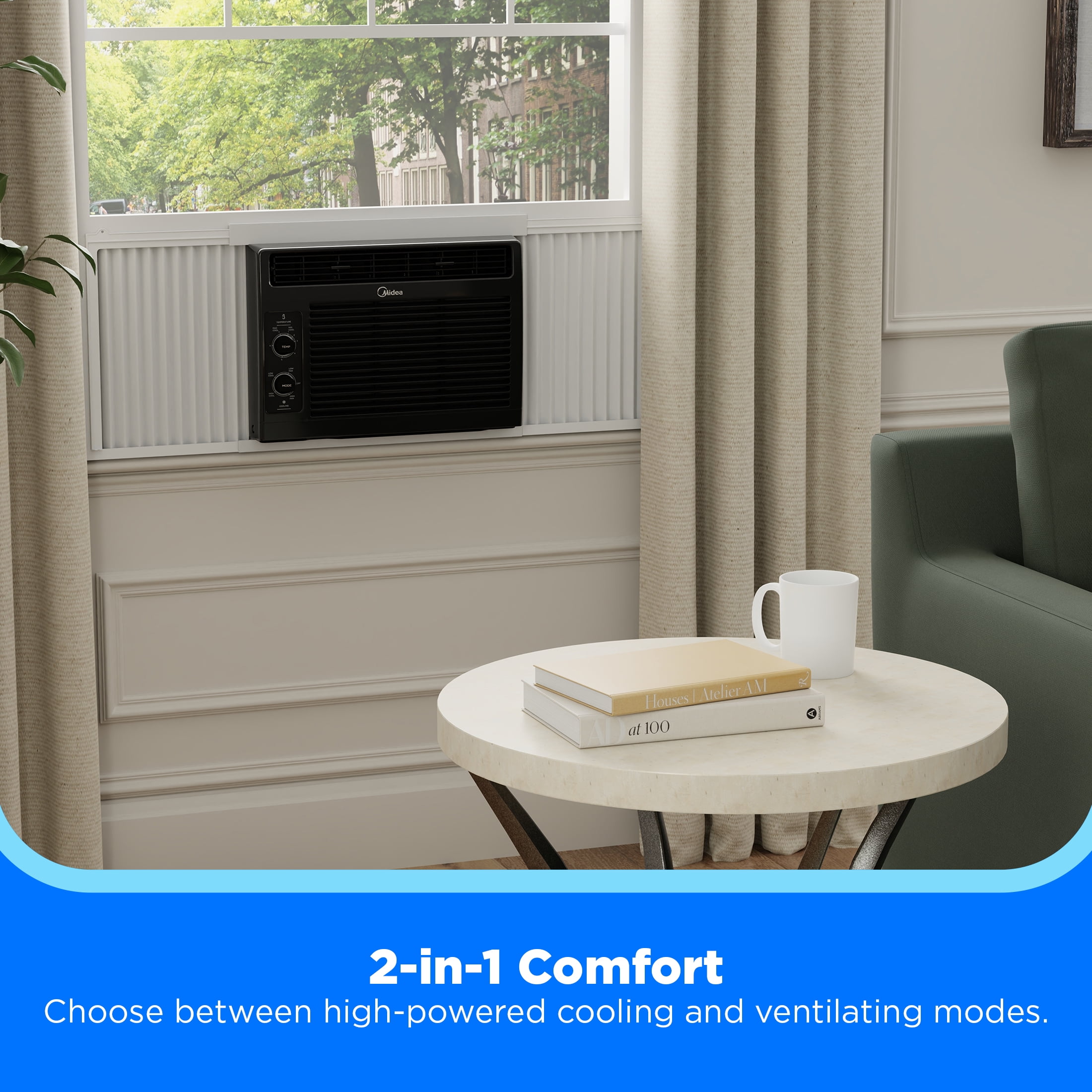 Midea 5,000 BTU Mechanical Window Air Conditioner for Small Rooms (Black, 150 sq ft) wly55