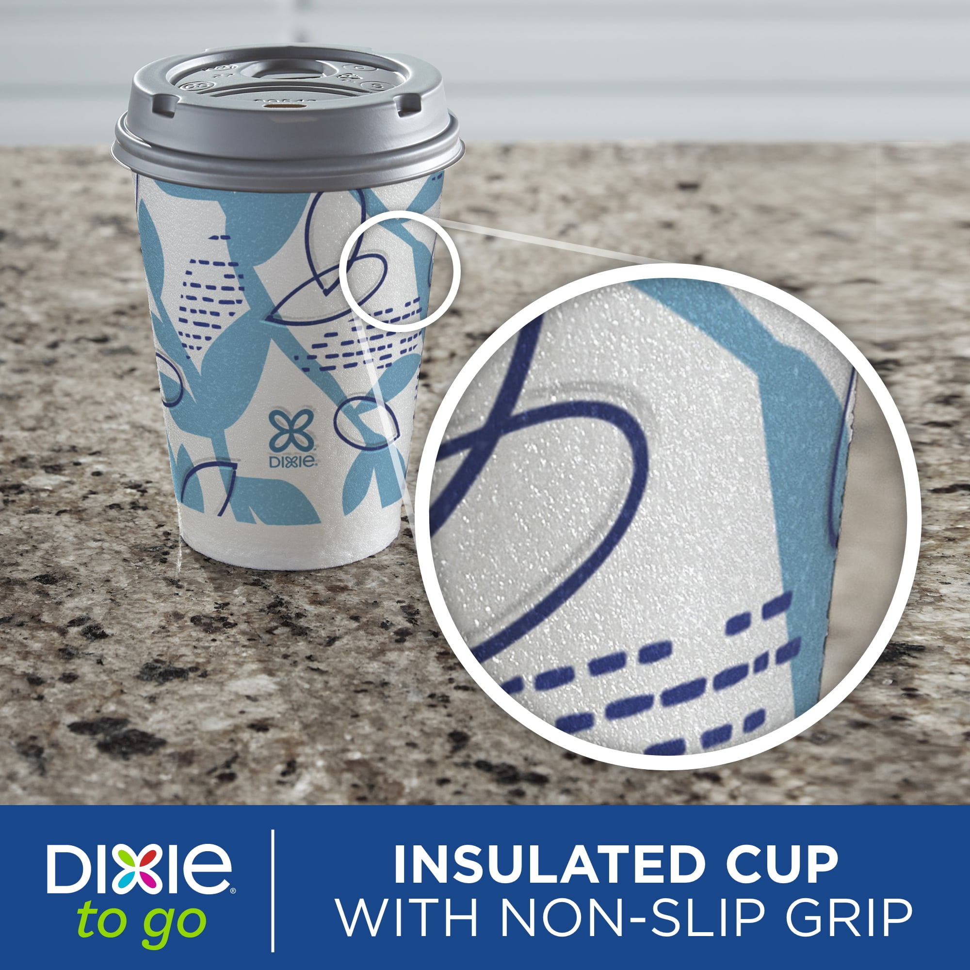 Dixie To Go Insulated Hot Cups with Lids, Leak-Resistant Disposable Coffee Cups (12 oz, 40 Count) dnkce