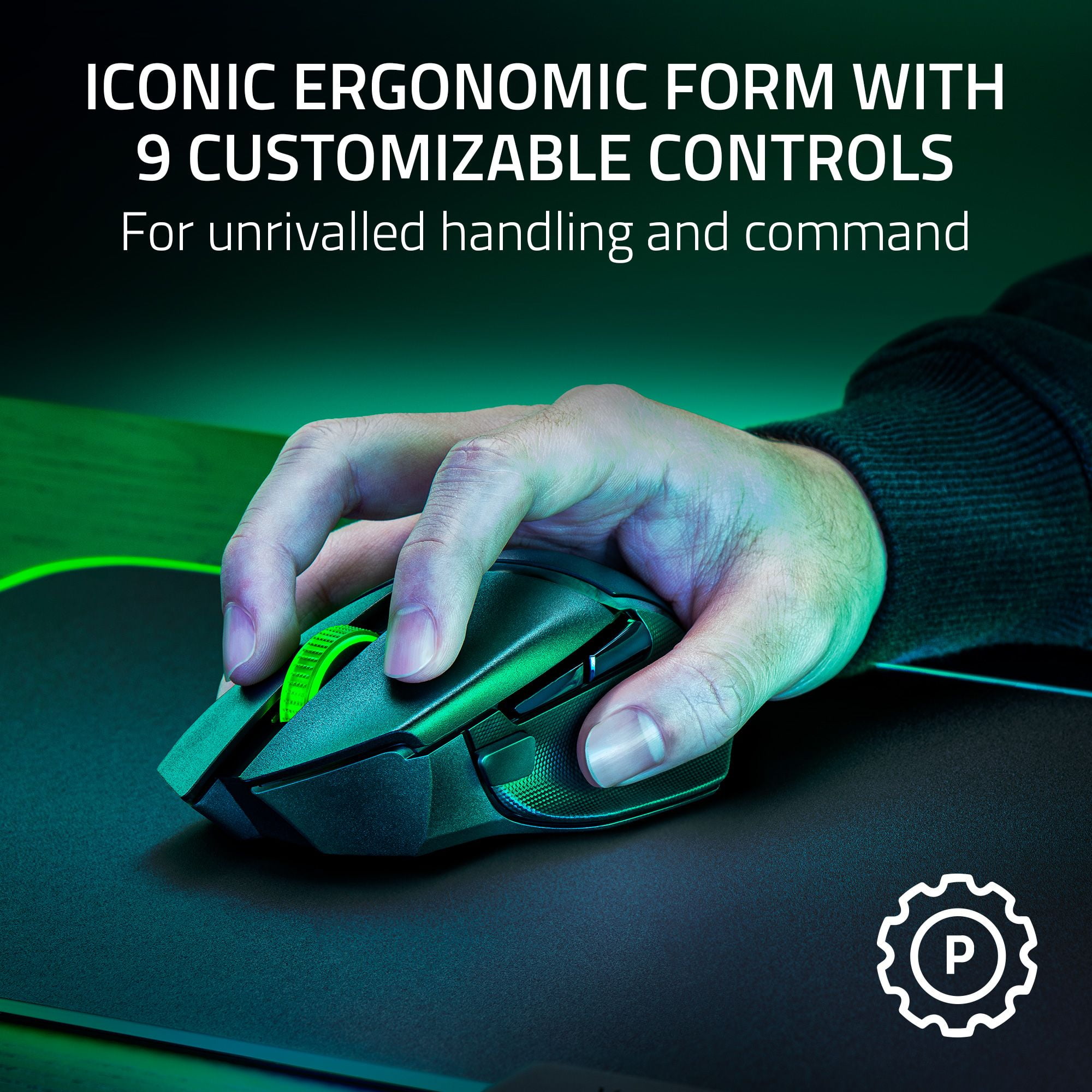Razer Basilisk V3 X HyperSpeed Wireless Gaming Mouse, Ergonomic PC Gaming Mouse with Chroma RGB (White) bozym