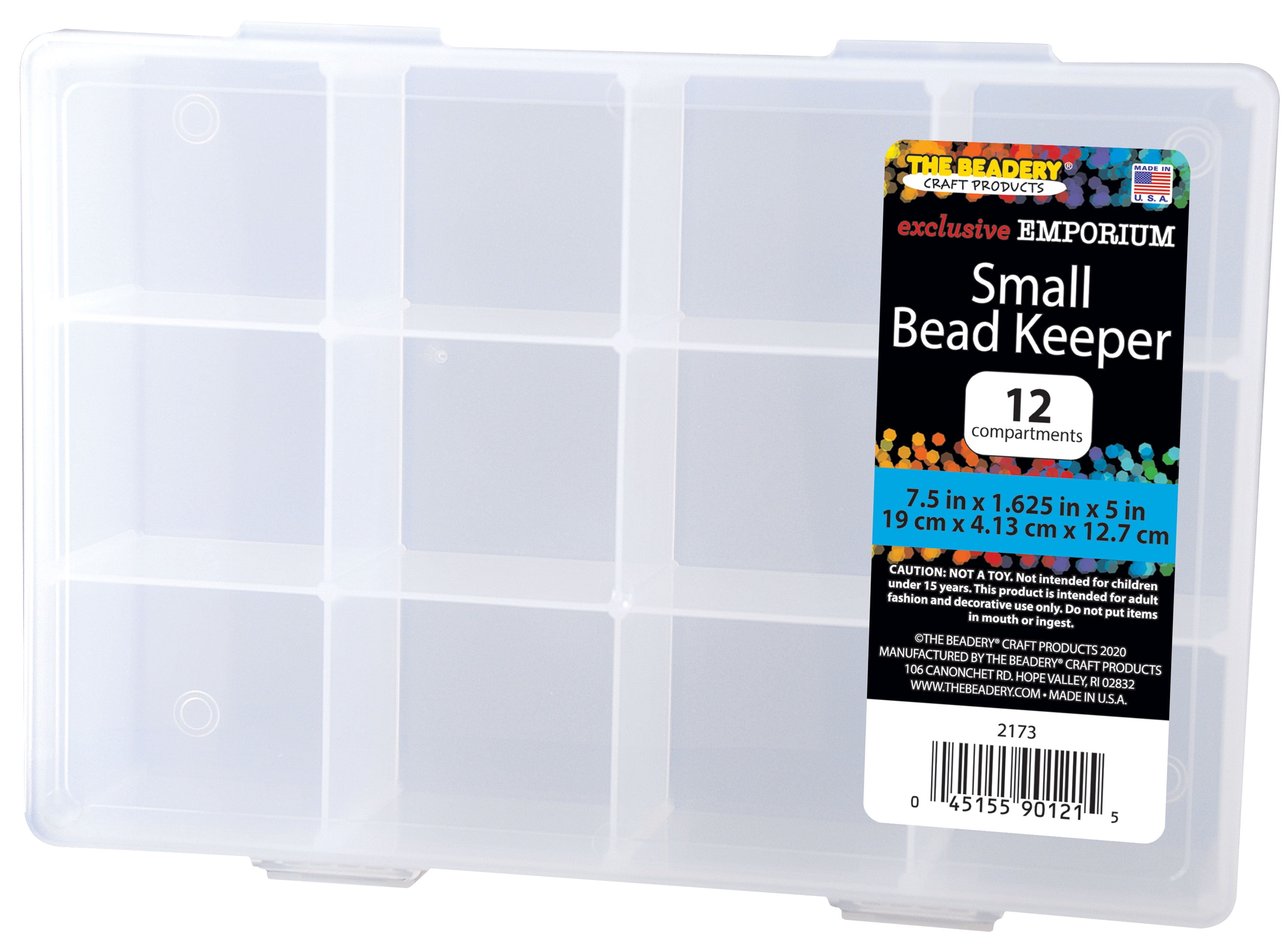 The Beadery Small Bead Keeper Box with 12 Compartments, Durable Craft Organizer (Clear, 3 Pack, 7.5 in x 5 in x 1.63 in) 70yfq