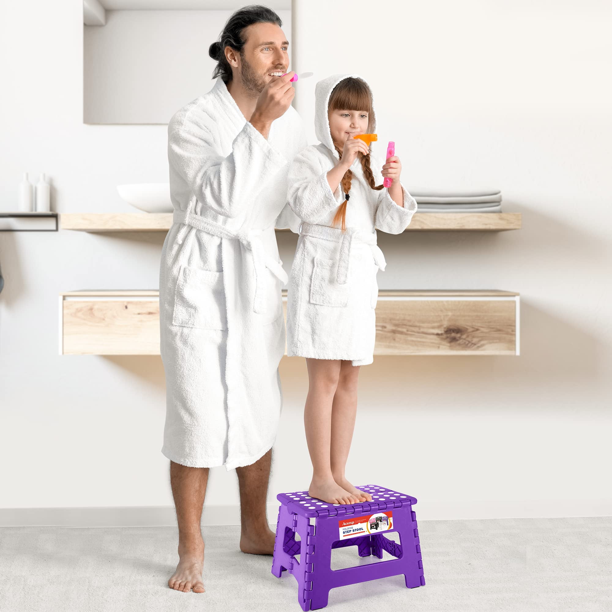 ACSTEP Folding Step Stool Non-Slip Portable Foldable Stool for Kitchen and Bathroom (Purple, 9 in) fgiyz