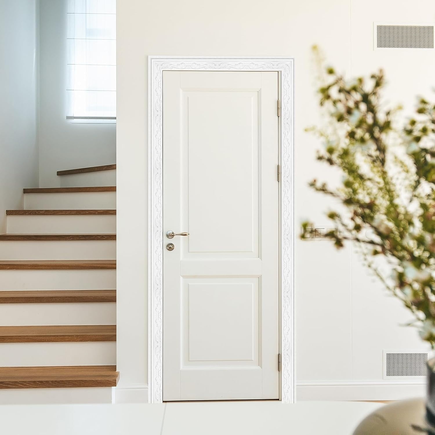 Kvago 3D Flexible Foam Wall Molding Trim, Self-Adhesive Decorative Baseboard Border for Home DIY (White, 3 in x 32 ft) obl5o