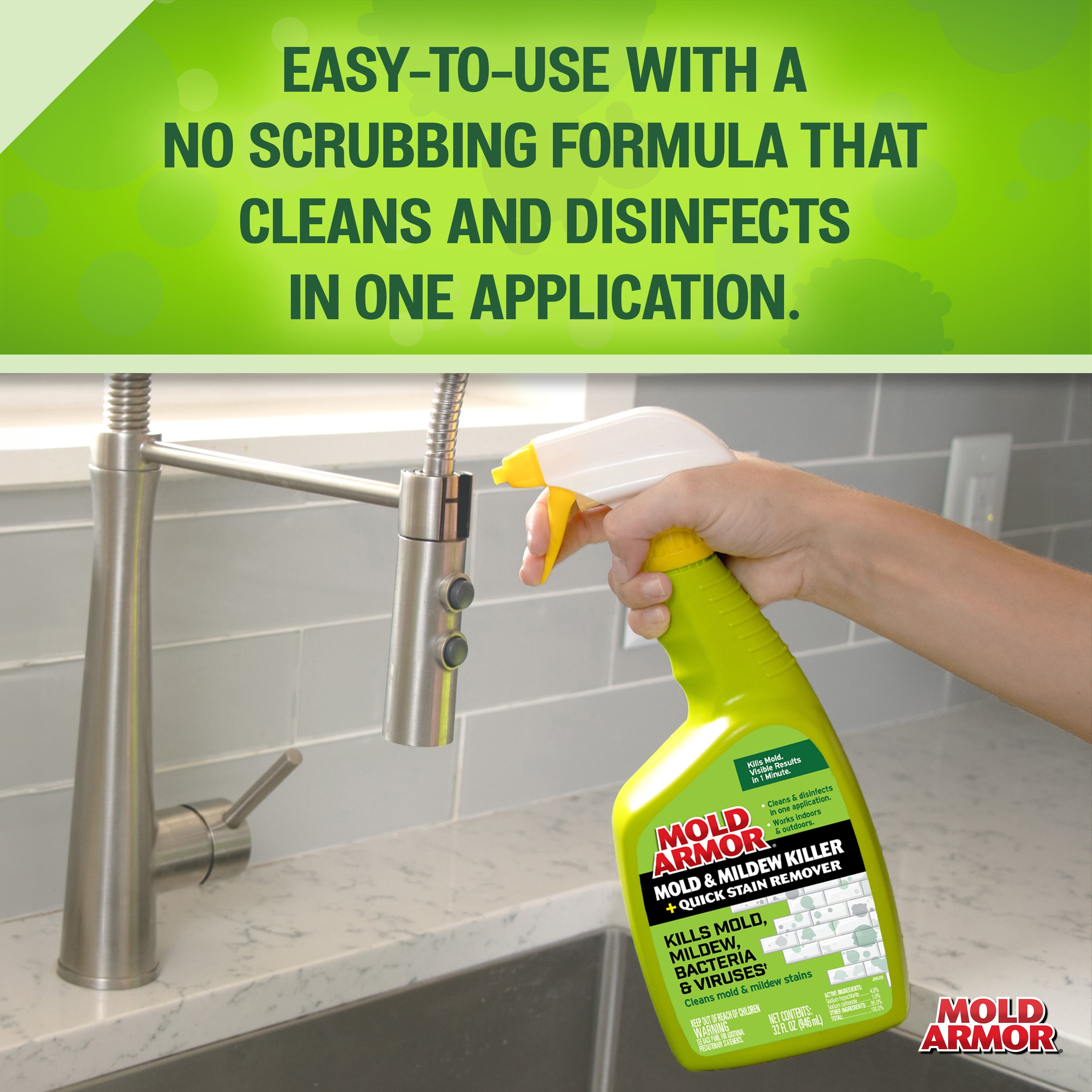 Home Armor Instant Mold & Mildew Stain Remover (Bleach-Based Formula, 32 oz) 15auj