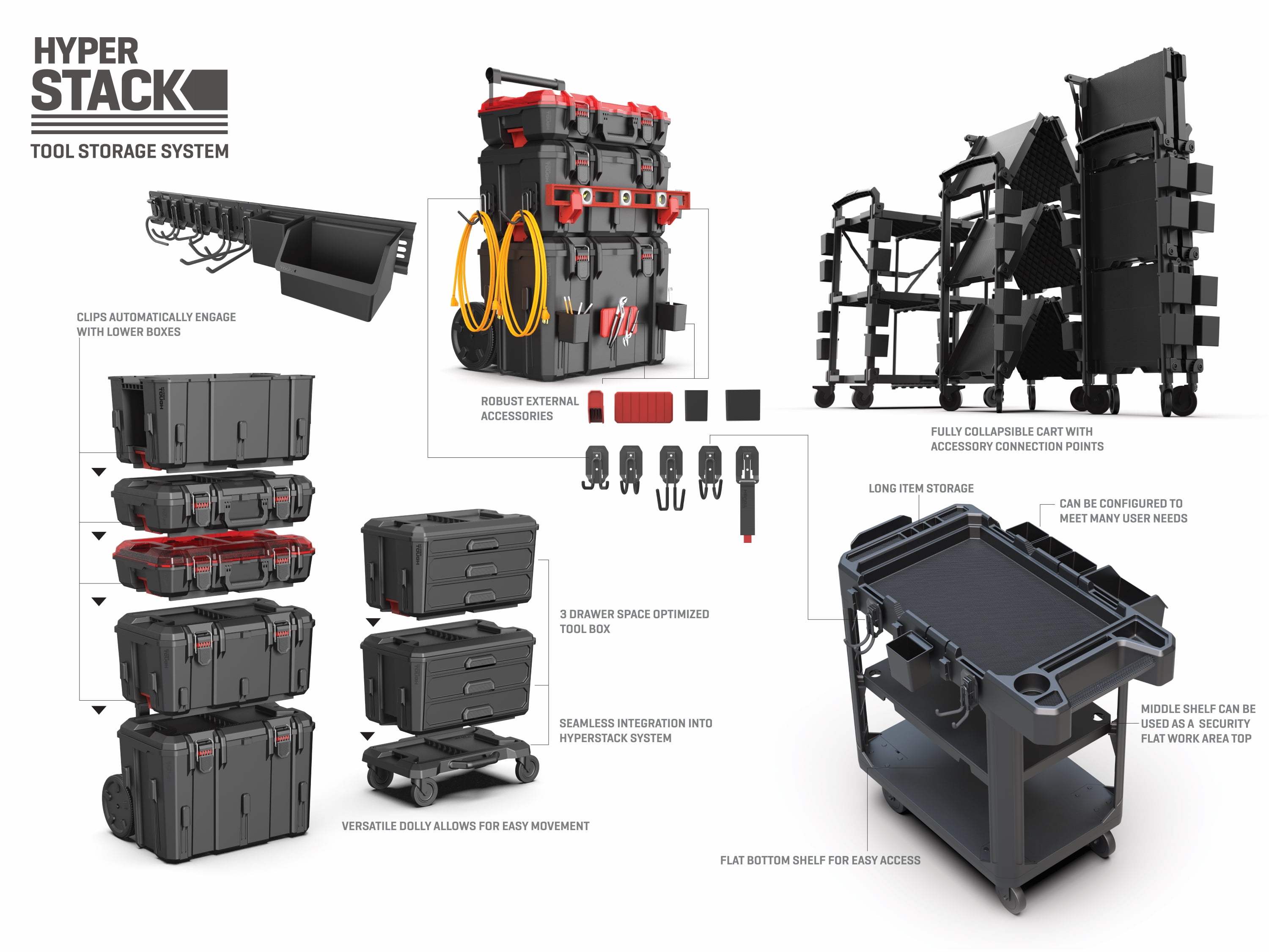 Hyper Tough Hyper Stack Tool Box Organizer (Red, 17.5 in x 13.5 in x 5 in) 1cik1