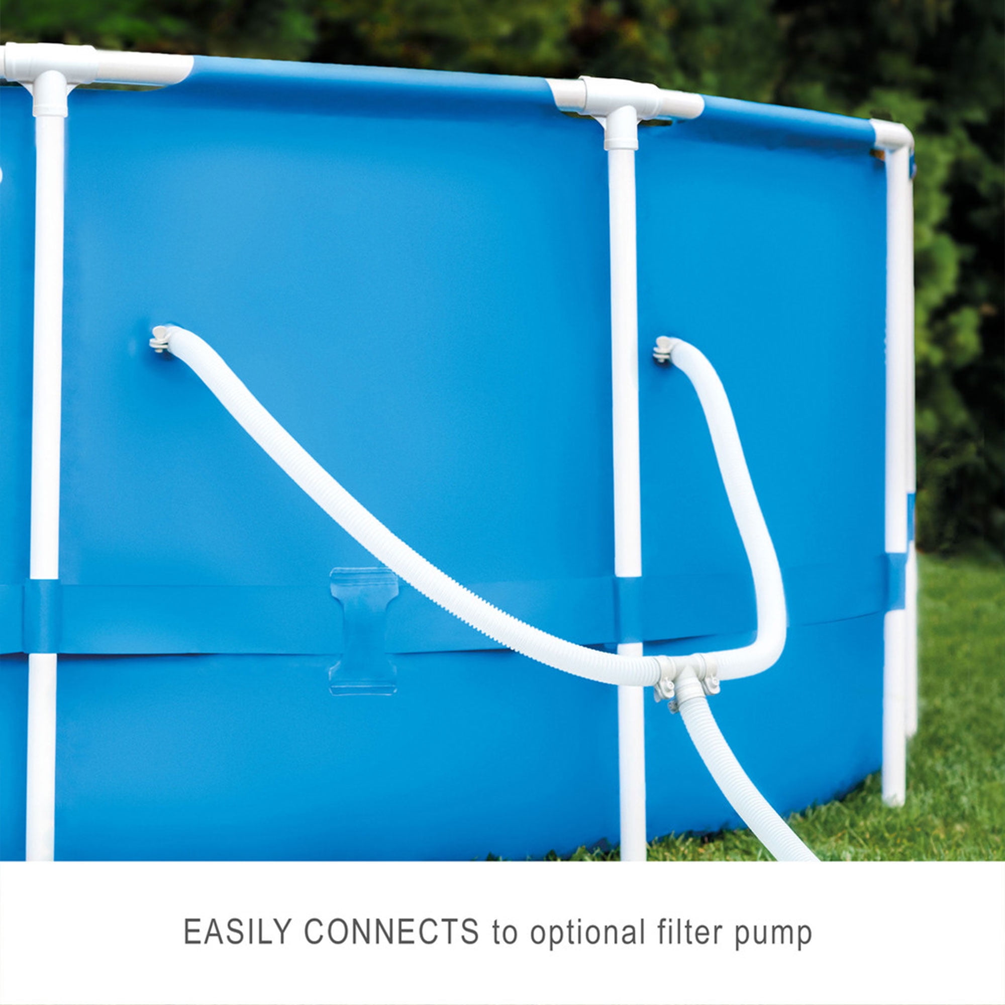 Intex 15ft x 48in Above Ground Metal Frame Swimming Pool Set with Pump and Accessories (Blue, 15ft x 48in) wt130