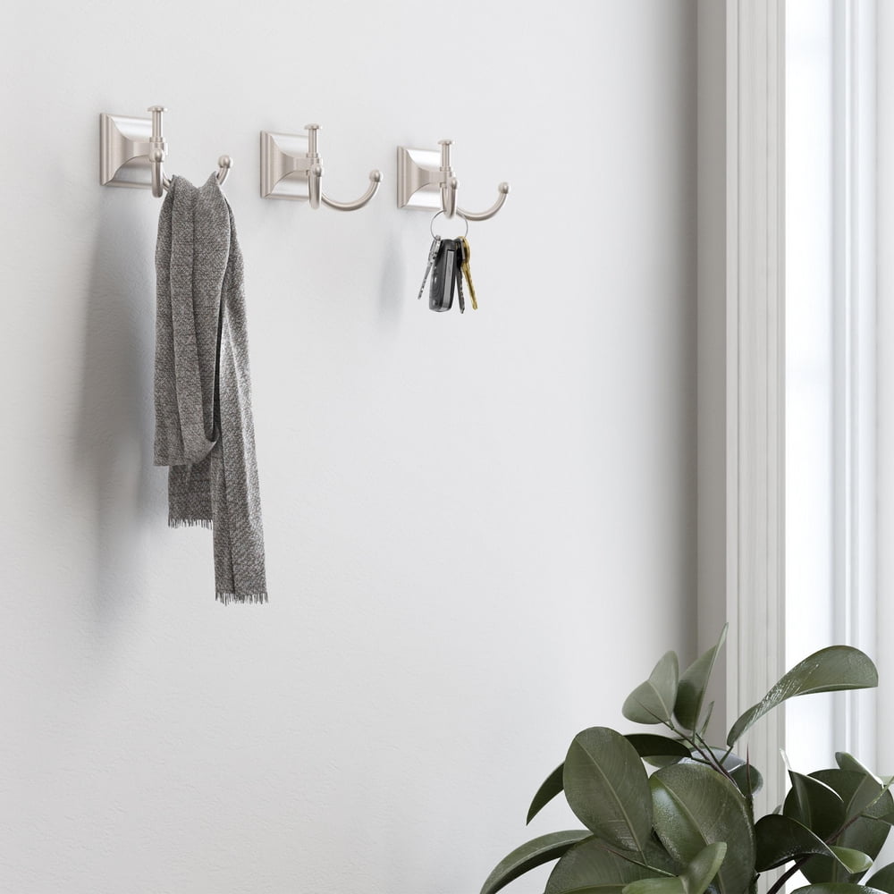 Better Homes & Gardens Eiffel Wall Hook, Satin Nickel Finish (Silver, 2.79 in x 3.25 in x 2.88 in) y5t1d