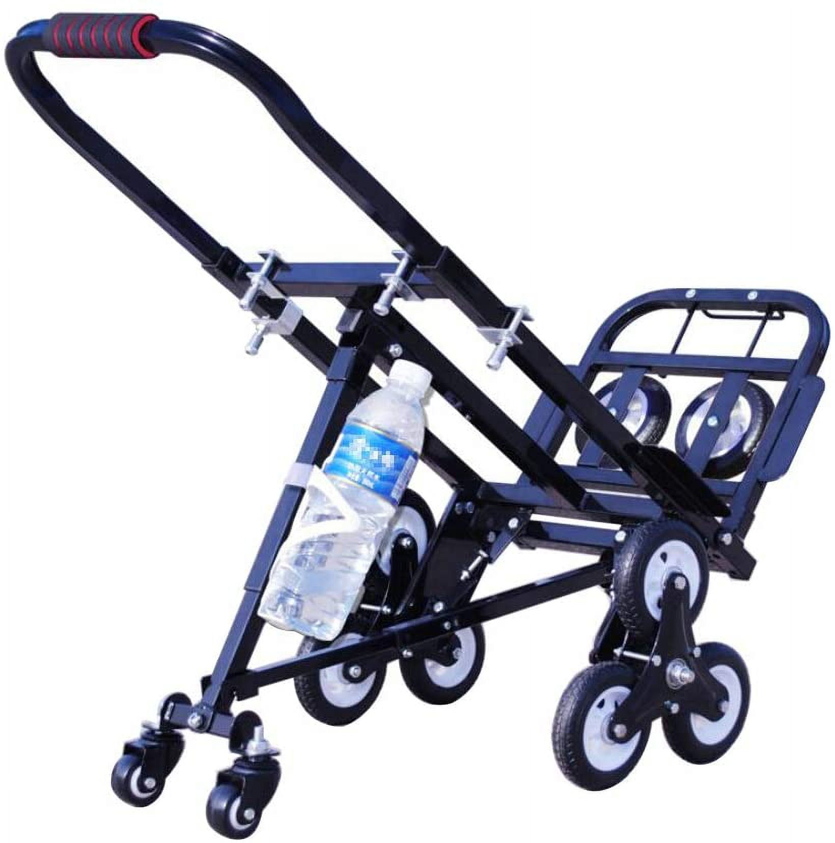 Techtongda Stair Climbing Hand Truck, Heavy Duty Folding Cart with 6-Wheel Chassis (Black, 420 lb Capacity) nk7g7