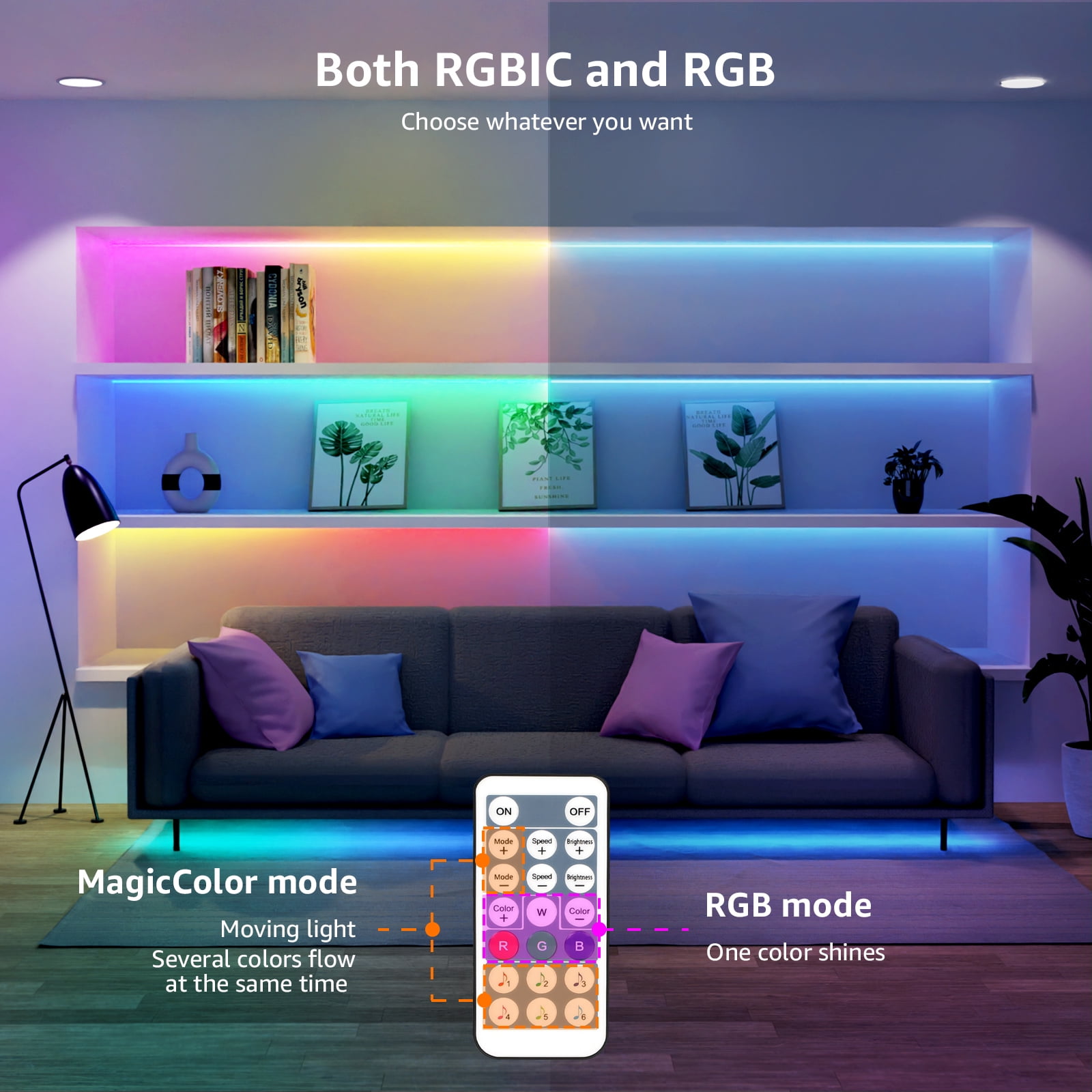Lepro Music Sync LED Strip Lights, Waterproof RGB Color Changing Tape for Bedroom and Gaming (49.2 ft) 630j0