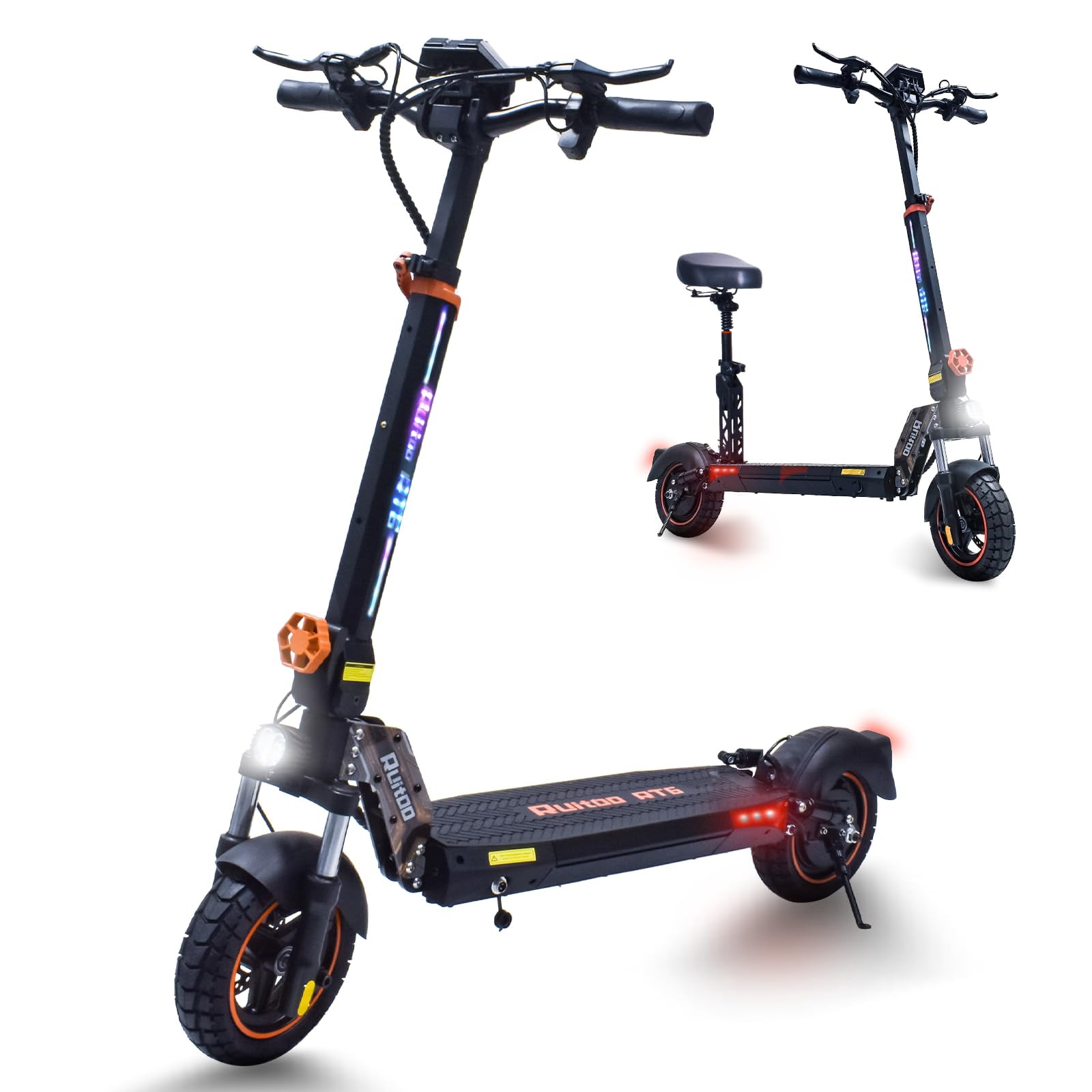 RubiQ Sports 800W Electric Scooter for Adults with Seat (Black, 264 lb Max Load) bdeku